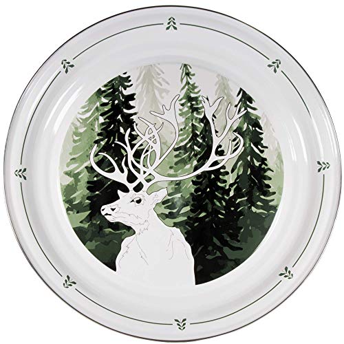 Forest Glen 20 Enamelware Serving Tray - Vintage Style Metal Tray for Coffee, Tea, Breakfast in Bed - Perfect for Home Decor, Kitchen, and Outdoor Picnics