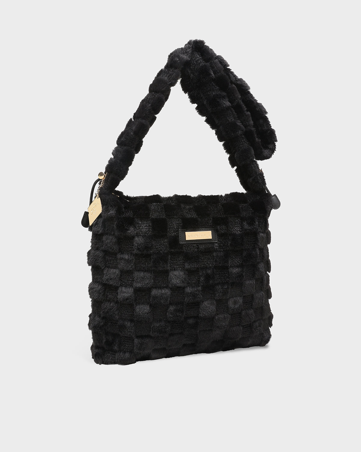 Stylish Black Fluffy Messenger Bag for Women & Men - Perfect for Work, School & Travel