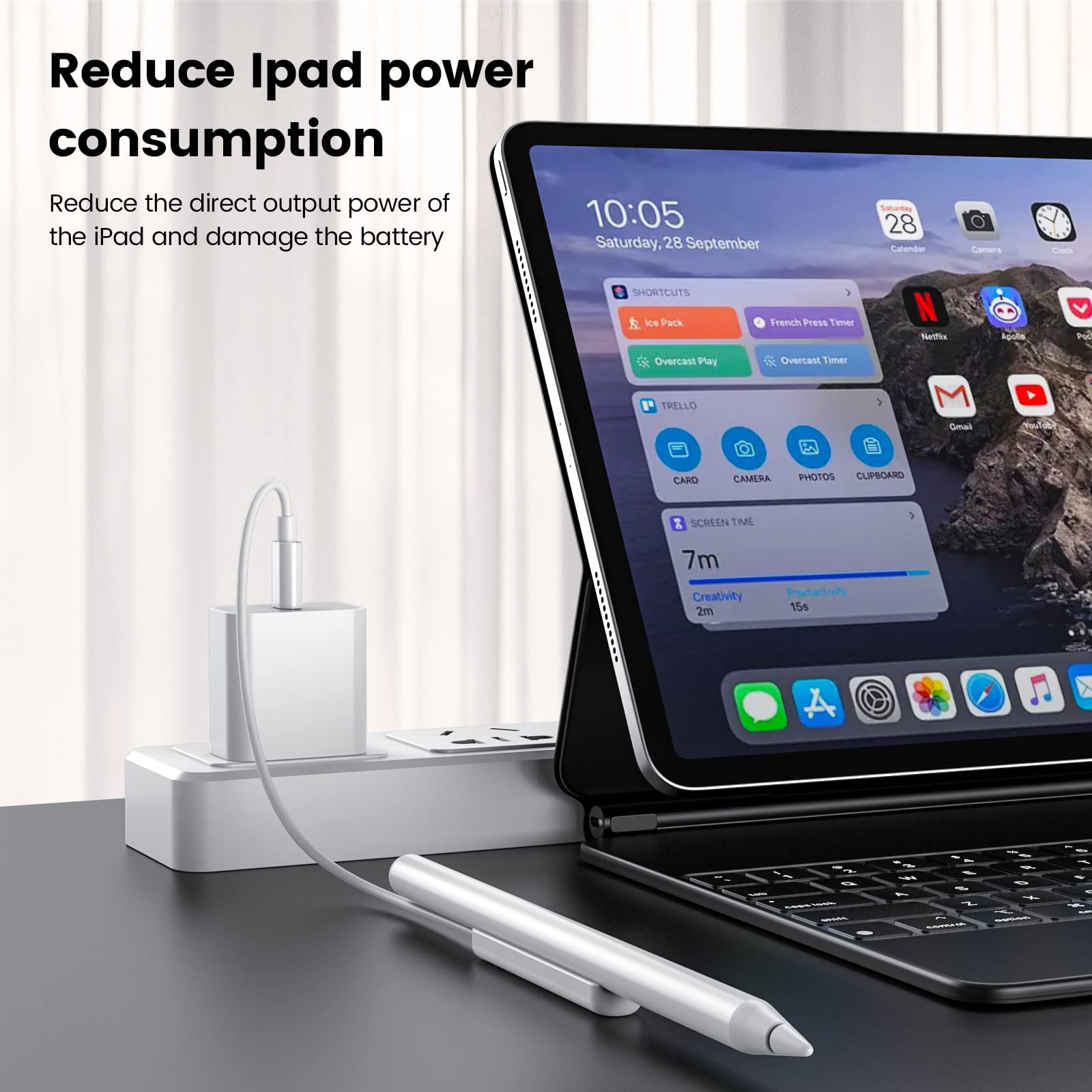 Apple Pencil 2 Charger - Fast Magnetic Charging Cable for iPad Pro | Save Battery Life While Drawing & Note-Taking