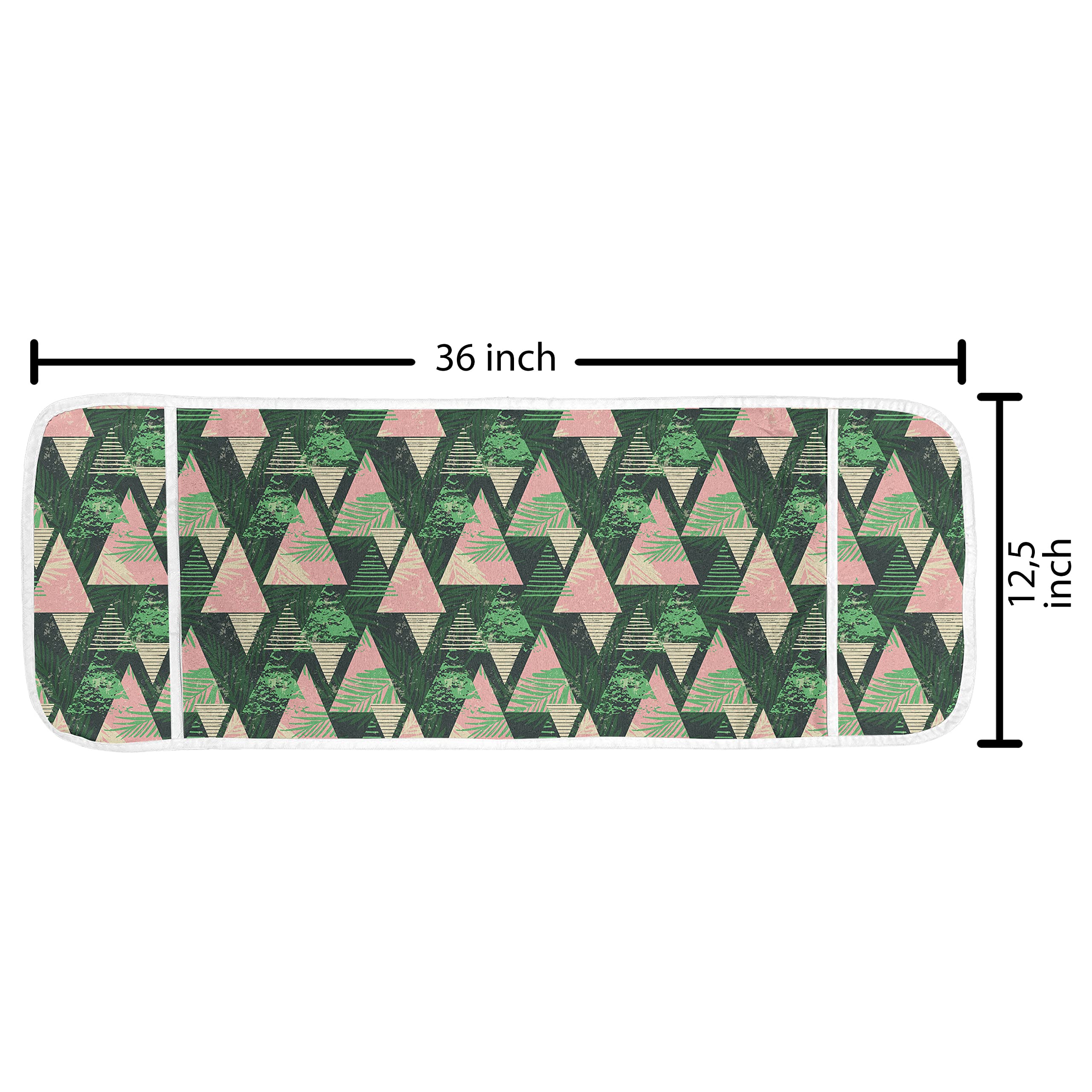 Ambesonne Waterproof Microwave Cover with Pockets - Grunge Triangles, Murky Leaves & Stripes Design - 36