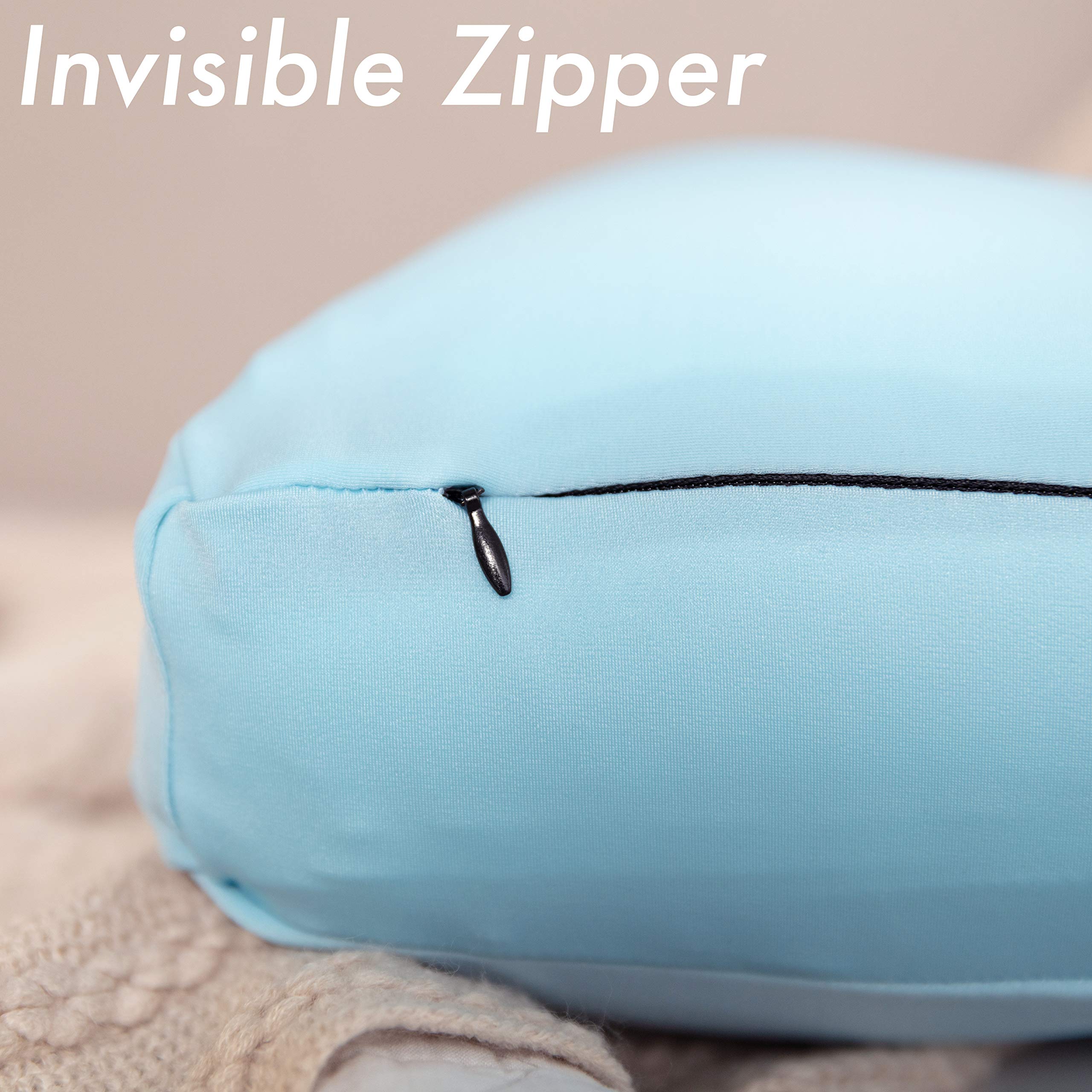 Premium Microbead Bed Pillow Cover - Ultra Soft & Breathable 85% Spandex/15% Nylon Cooling Pillowcase for Side Sleepers | Sweet Baby Blue Anti-Aging Silk-Like Cover for Back Pain Relief & Better Sleep