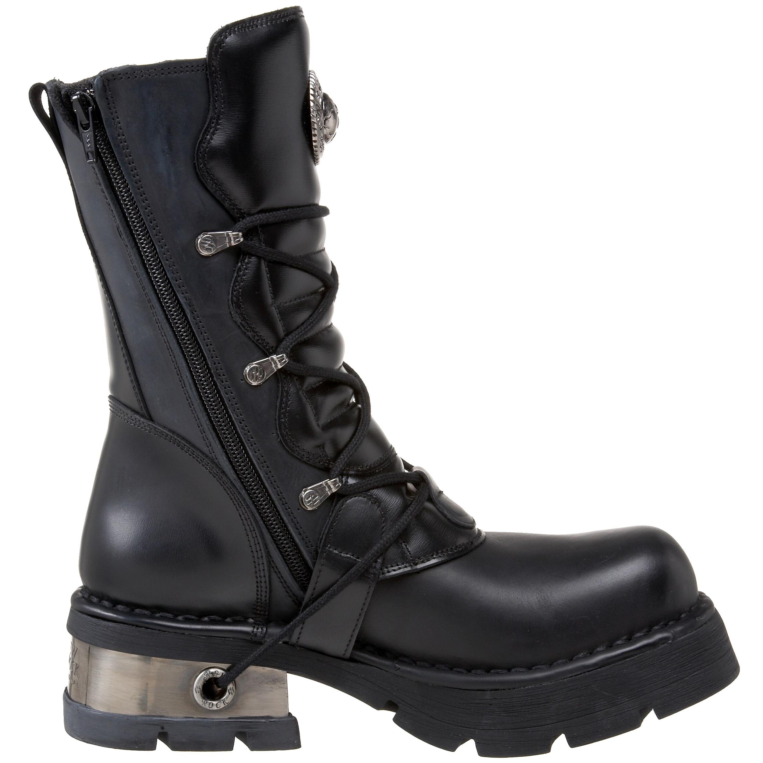 New Rock Men's Boots - Stylish & Durable Leather Combat Boots for Motorcycle Riding, Hiking & Outdoor Adventures