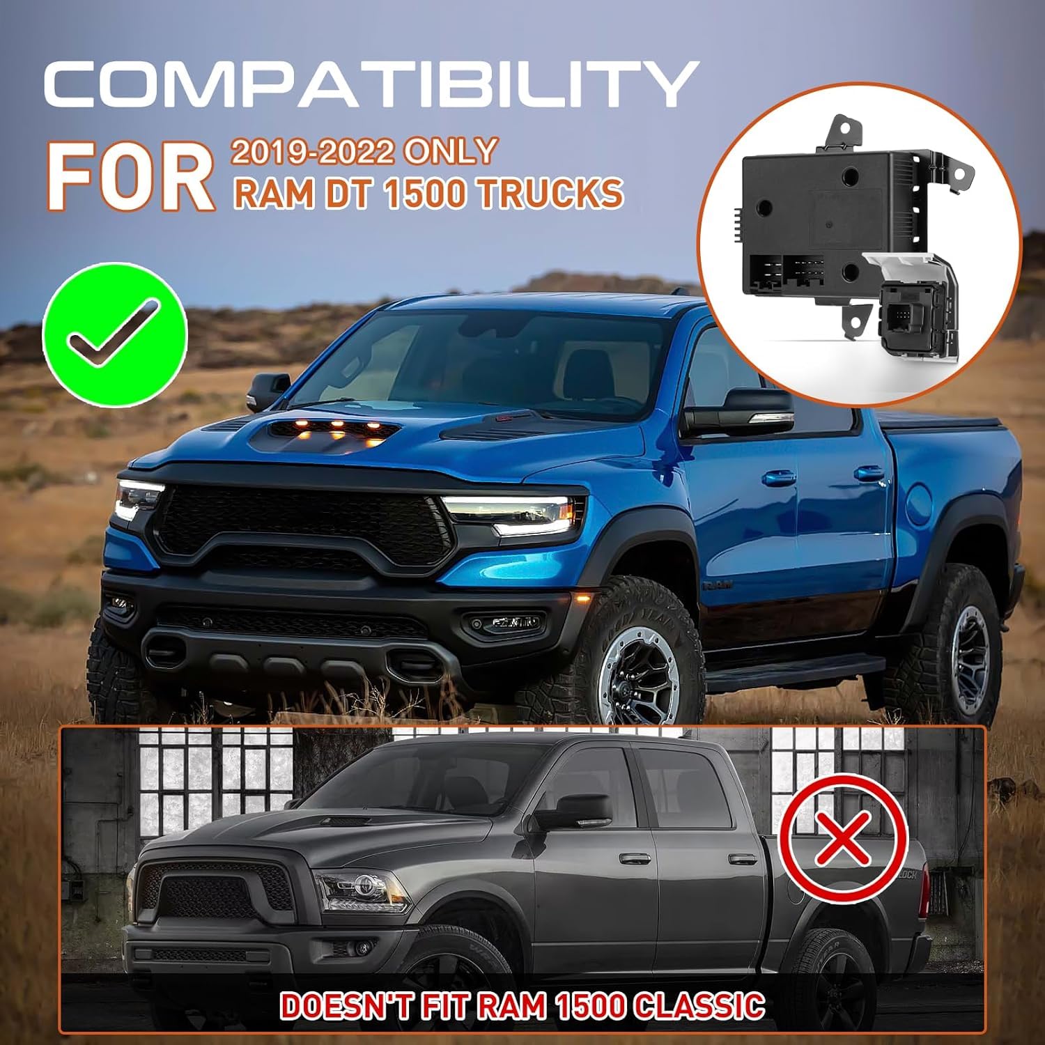 RAM DT 1500 Trailer Brake Controller Module (2019-2022 New Body Style) - 82215278AE Replacement Part for Smooth Towing & Safe Braking | Compatible with RAM 1500 Trucks | Perfect for Hauling Trailers, Campers & Heavy Loads