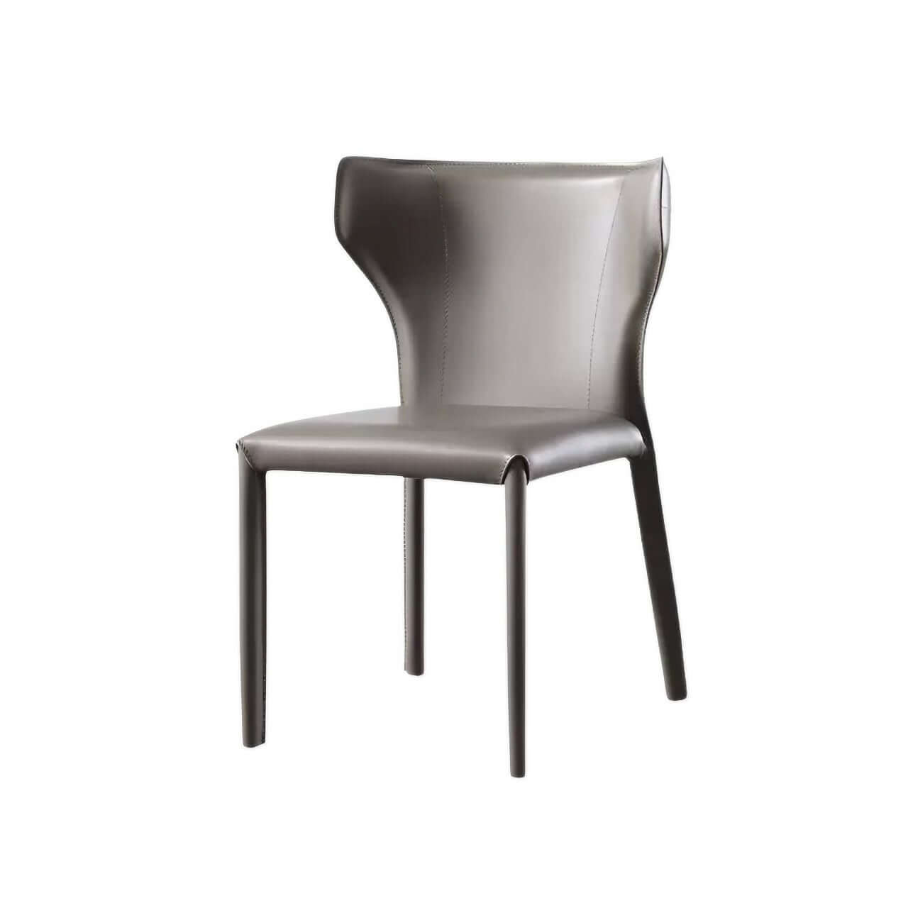 Light Khaki Saddle Leather C-Shaped Curved Backrest Dining Chair - Single Luxurious Minimalist Design for Modern Home, Restaurant & Office Use