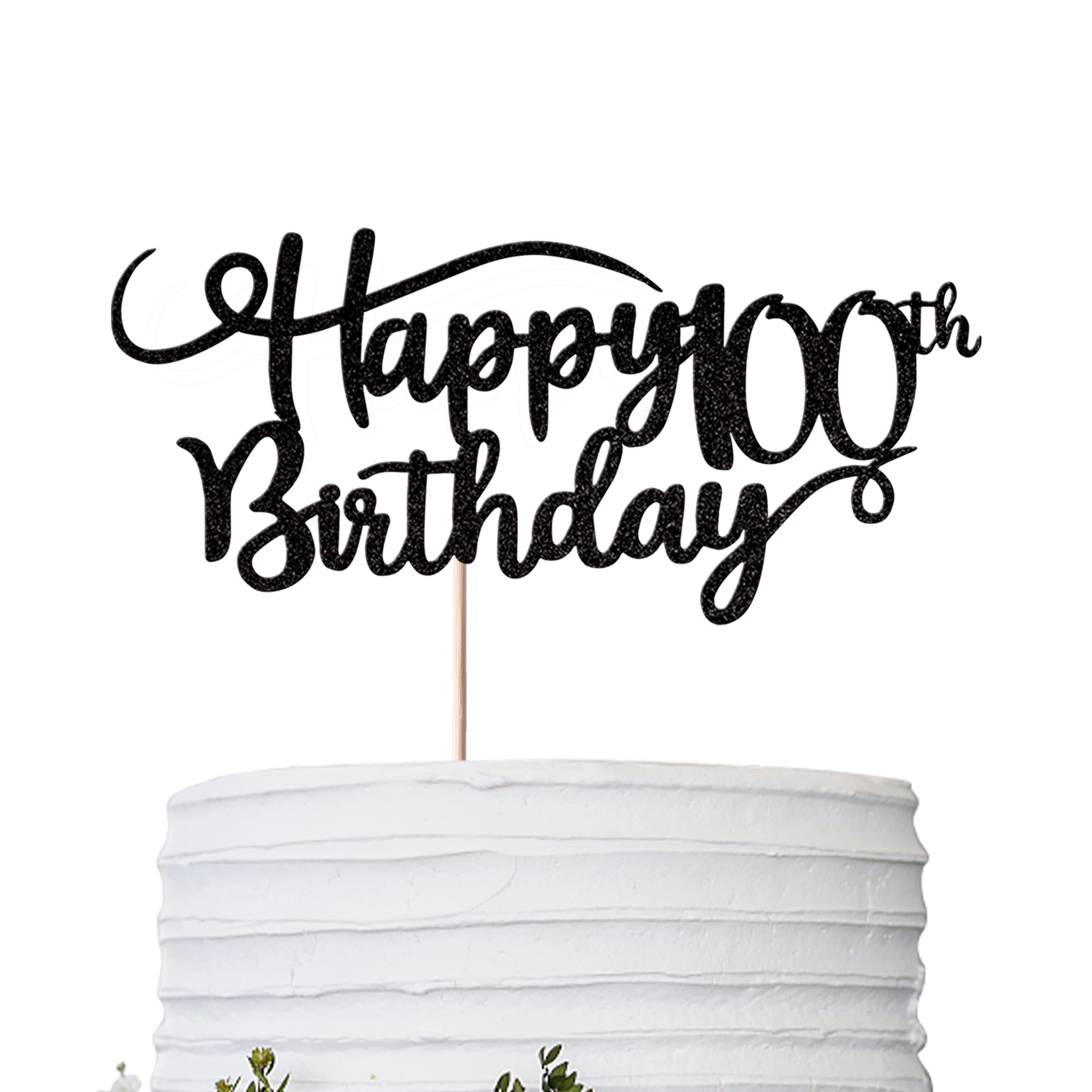 Rsstarxi 1 Pack Glitter 100th Birthday Cake Topper - Shiny Number 100 Cake Decorations for 100 Years Old Birthday Party, Anniversary Celebration (Black) | Perfect for Milestone Birthdays, Retirement Parties & Golden Anniversary Decor