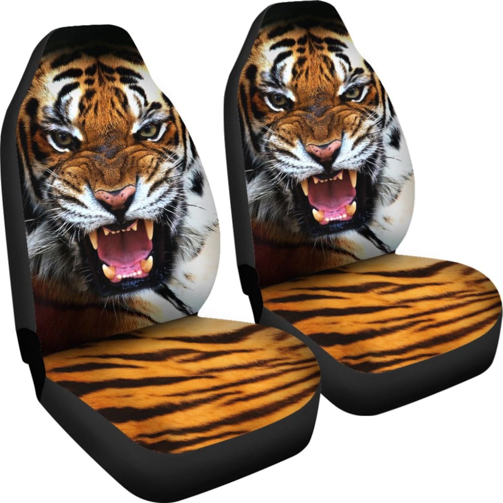 Premium Roaring Tiger Print Car Seat Covers - Universal Fit for Cars, Trucks & SUVs - Durable Neoprene Material - Perfect for Sports Fans, Gift Ideas & Vehicle Protection