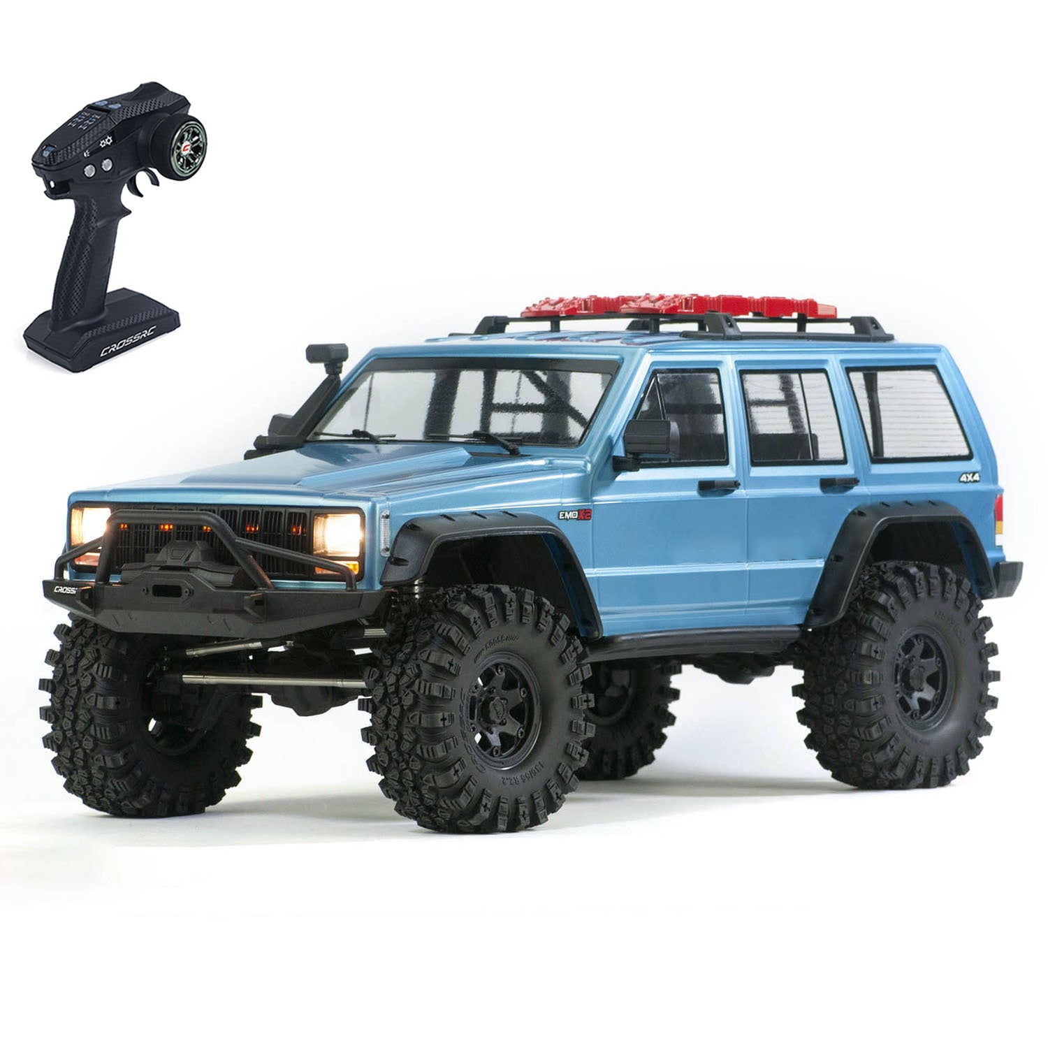 EMO X2 CROSSRC 1/8 Scale RC Rock Crawler - 4WD Off-Road Remote Control Car with 25T Brushed Motor & Hobbywing ESC | Waterproof, LED Lights | Perfect for Trail Crawling, Backyard Adventures & RC Hobbyists