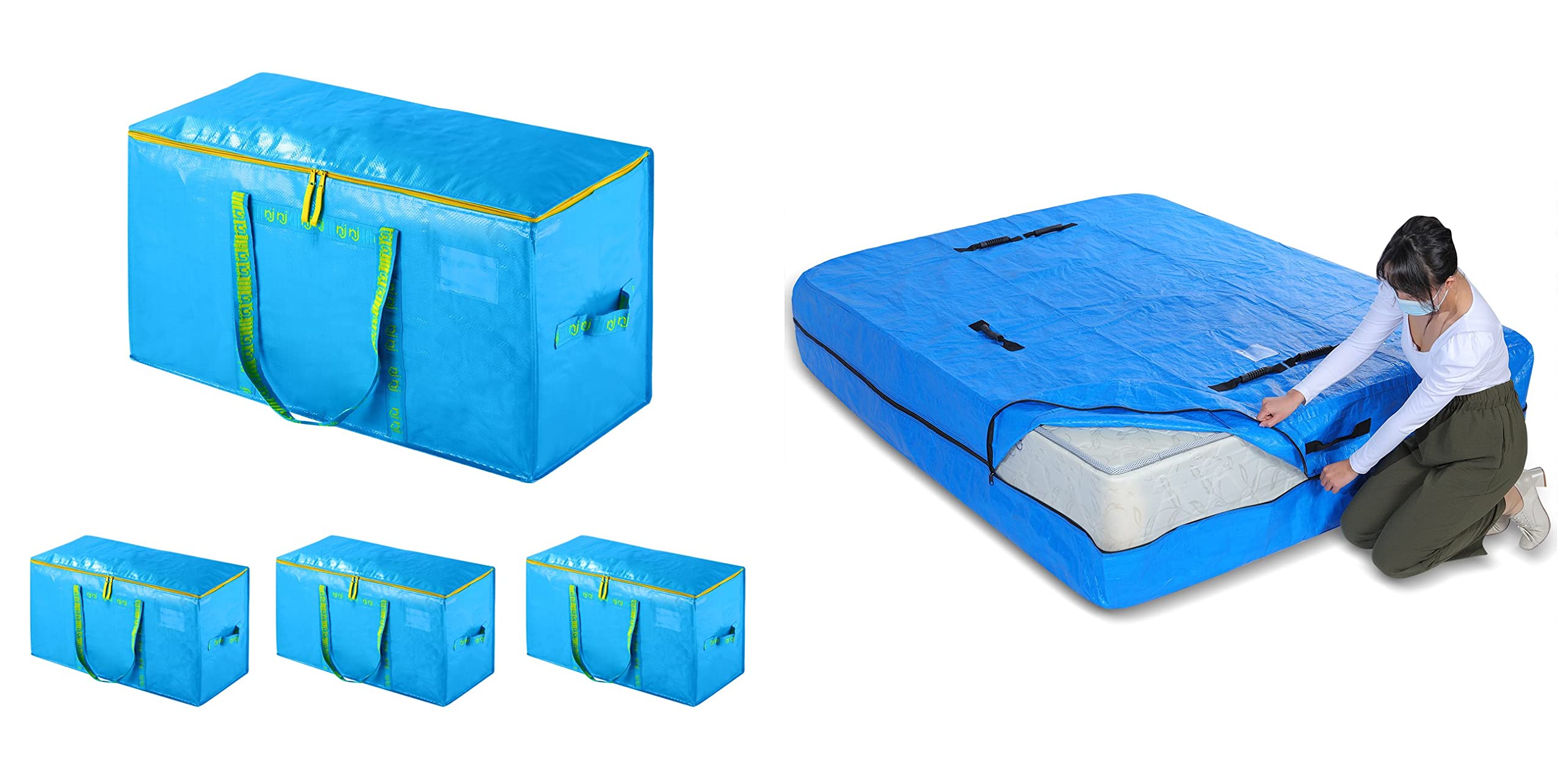 Extra Large Heavy Duty Moving Bags & Mattress Storage Bags with 11 Handles - Durable Moving Supplies for Furniture, Clothes & Home Organization | Perfect for Moving Houses, Storage & Travel Packing