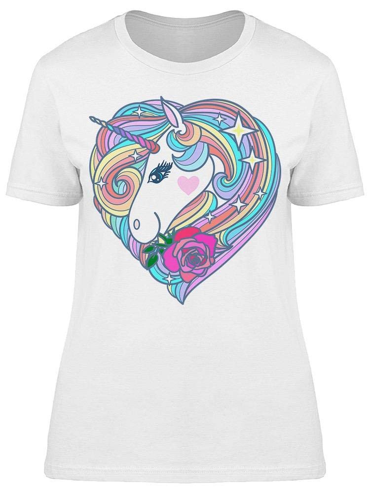 Unicorn Magic Rose Heart Shape T-Shirt for Women - Cute Graphic Tee for Casual Wear, Date Nights & Gifts