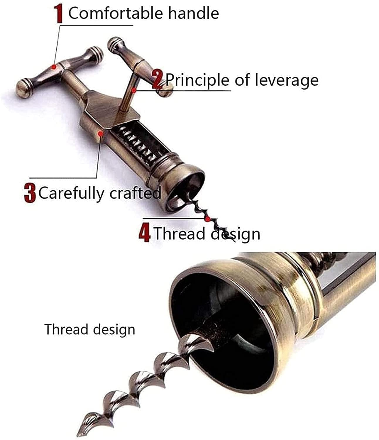 Premium Bronze Wine Bottle Opener - Multifunctional Corkscrew for Wine & Beer Bottles with Cork Stoppers & Caps | Perfect for Home Bars, Restaurants, Picnics & Gifts