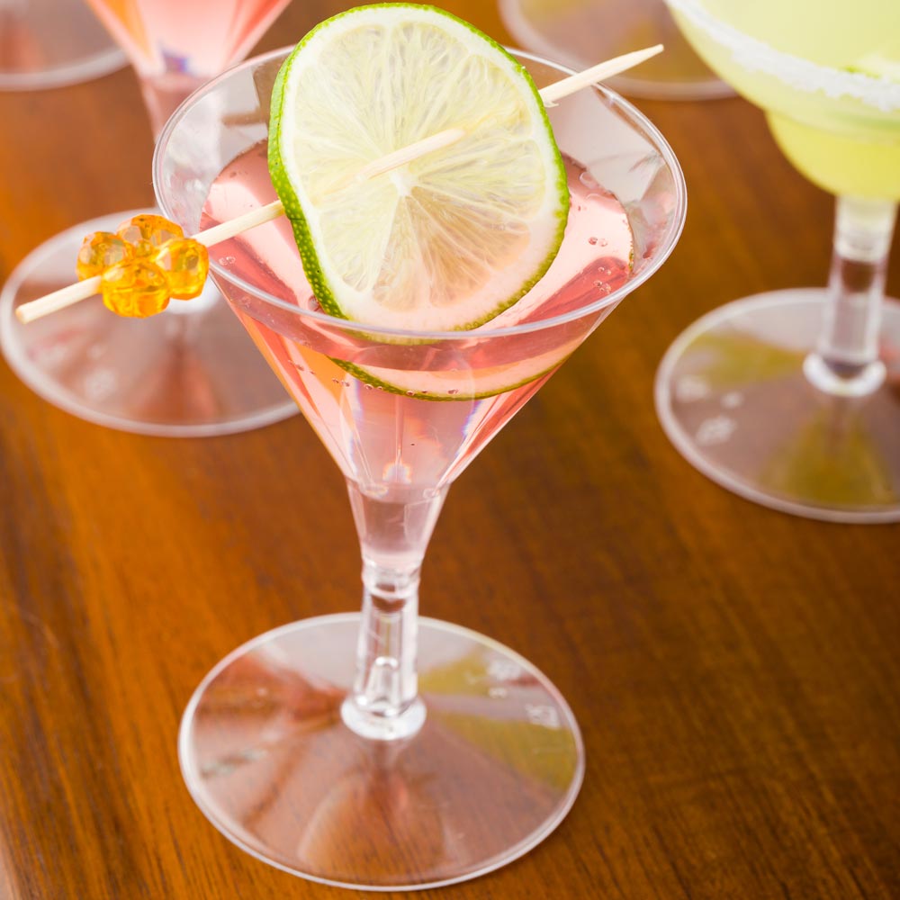 2 oz Clear Plastic Mini Martini Glasses - 100 Count Bulk Pack (2.5