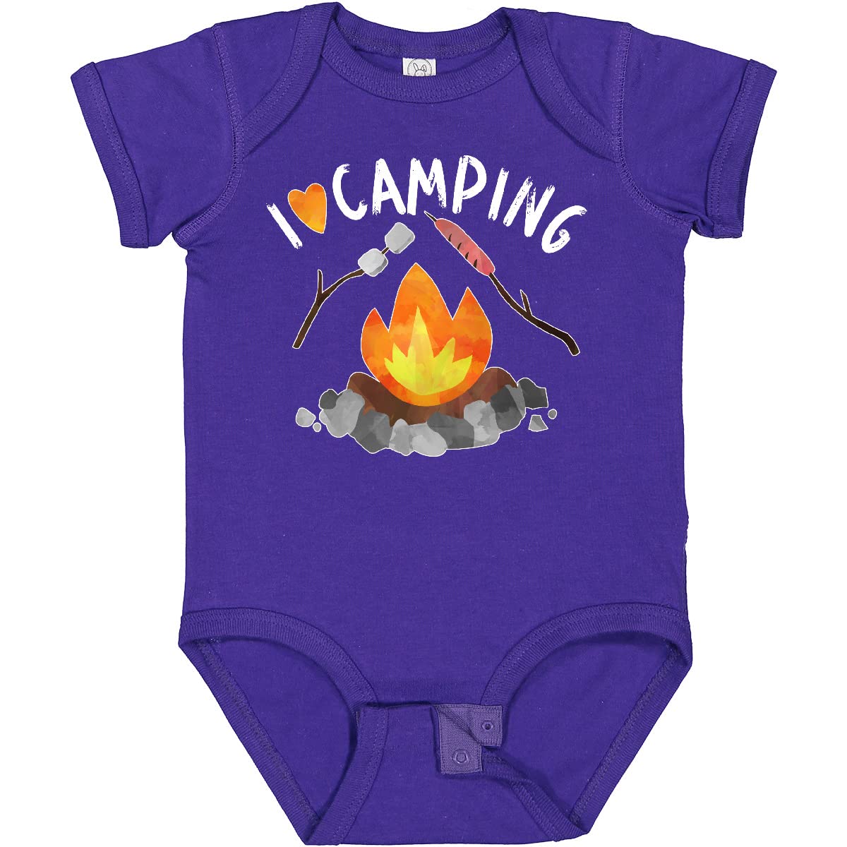 Inktastic I Love Camping Baby Bodysuit - Cute Campfire, Hot Dog & Marshmallows Design - Perfect for Outdoor Adventures, Family Trips & Camping Enthusiasts