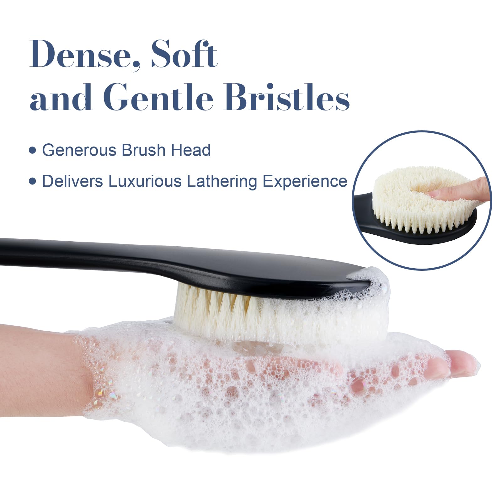 Long Handle Back Scrubber - Exfoliating Shower Brush for Men & Women with Non-Slip Grip - Perfect for Deep Cleaning & Skin Exfoliation