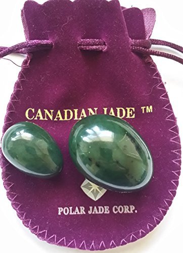 Genuine Nephrite Jade Yoni Eggs Set - 2 Undrilled Eggs (Medium & Small Sizes) for Women's Wellness - Dark Green to Black Jade for Advanced & Intermediate Users - Perfect for Meditation, Pelvic Floor Exercise & Energy Healing