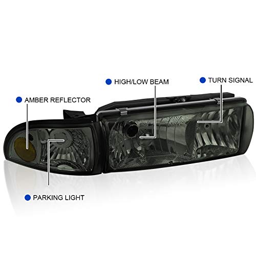 Spec-D Tuning 2LCLH-IPA91G-EU Crystal Smoke Headlights with Tinted Corner Lamps for Chevy Impala & Caprice - Upgrade Your Ride with Stylish Aftermarket Lighting (Perfect for Night Driving & Car Customization)