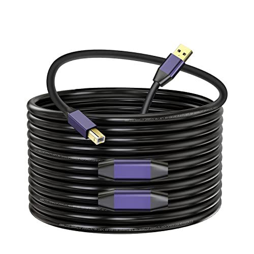 GGMTY 60ft USB 2.0 Printer Cable - High-Speed A-Male to B-Male Cord for HP, Canon, Epson, Dell, Samsung Printers & Scanners | Perfect for Office, Home & Long-Distance Printing Needs