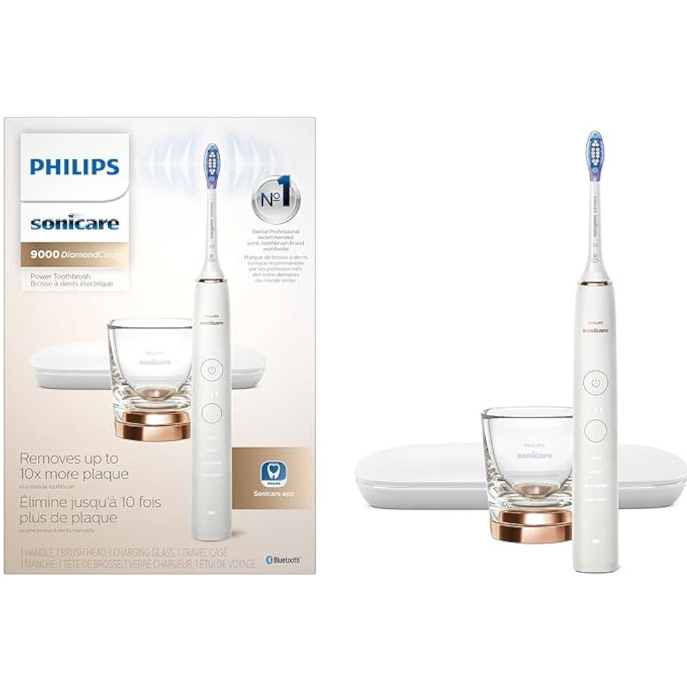 PHILIPS HX9911/78 Sonicare Diamond Clean 9000 Rechargeable Electric Toothbrush - Rose Gold | Professional Teeth Whitening & Gum Care | Perfect for Travel & Home Use