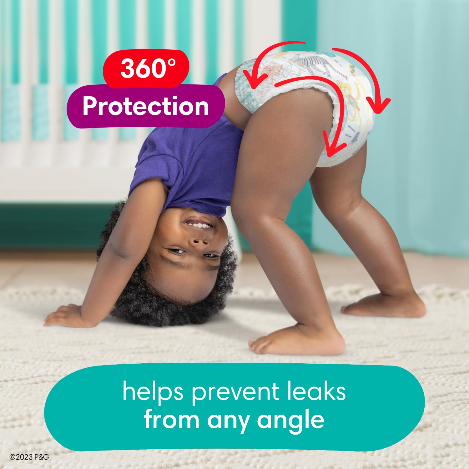 Pampers Pull-On Cruisers 360° Fit Disposable Baby Diapers - Size 6 (2 x 104 Count) | 2 Months Supply | Hypoallergenic Sensitive Water-Based Baby Wipes 12X Multi-Pack (1008 Count) | Perfect for Overnight Protection, Active Toddlers & Daycare Use