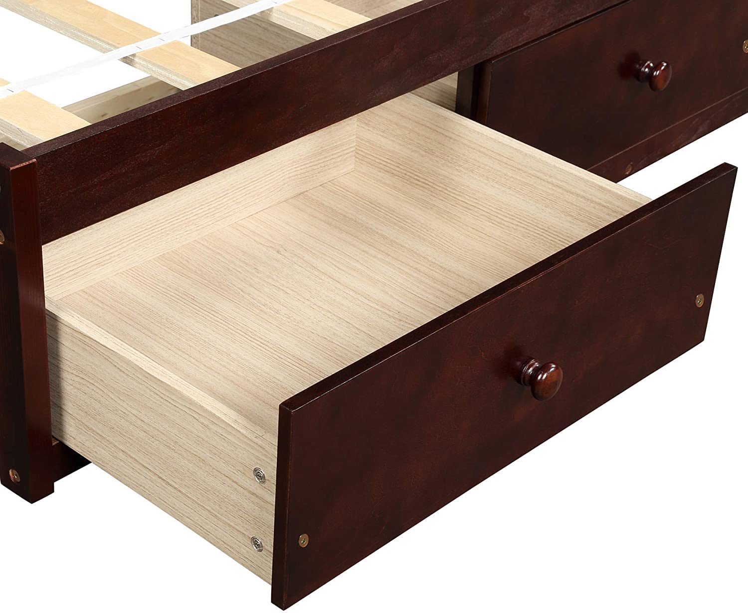 Harper & Bright Designs Twin Bed with Storage - Wood Platform Bed Frame with 3 Drawers, Kids Bed with Wood Slat Support (No Box Spring Needed) - Cherry Finish - Perfect for Small Bedrooms, Guest Rooms & Kids' Rooms