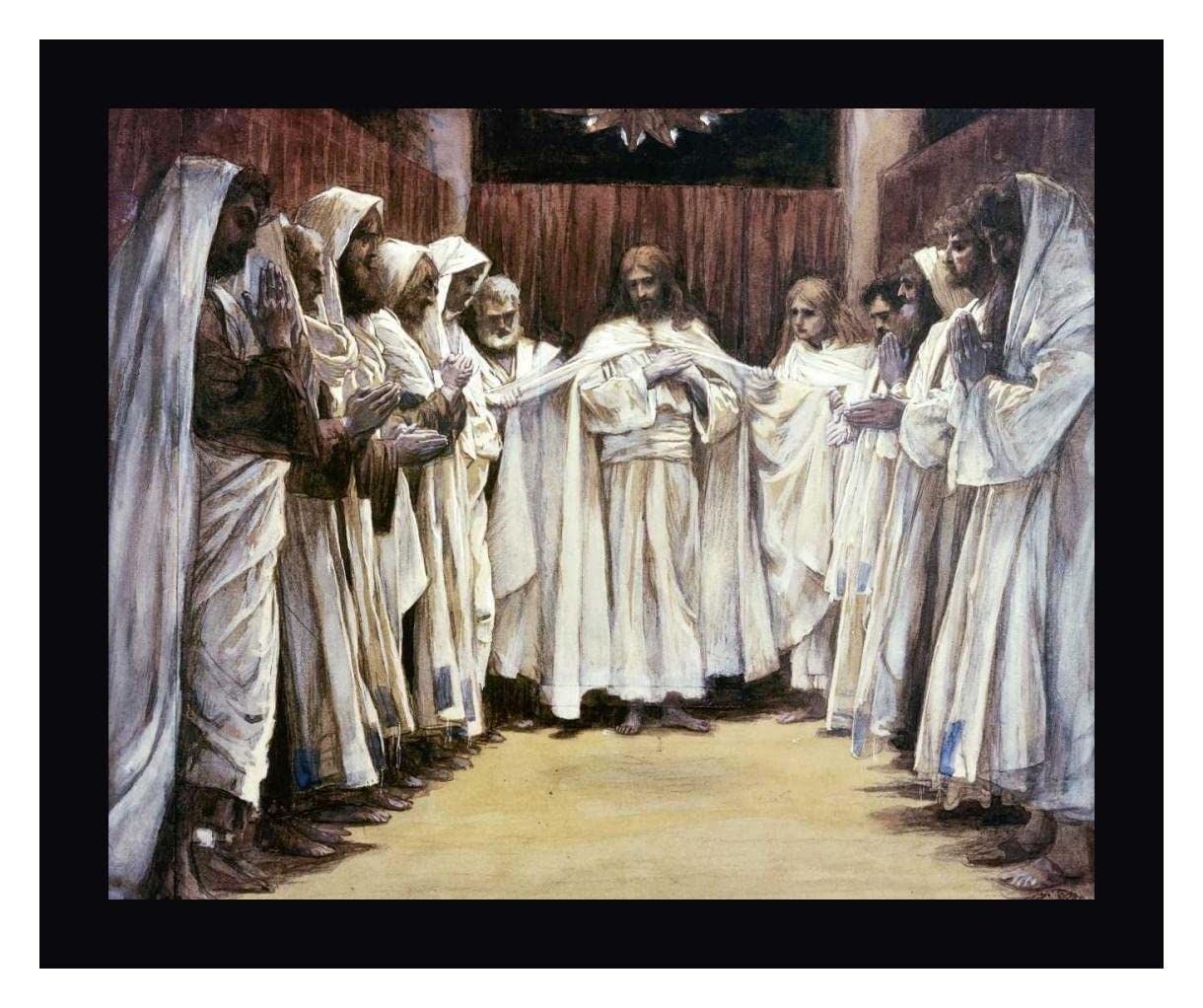James Jacques Tissot 'Last Discourse of Our Lord Jesus Christ' - 29x36 Inch Framed Canvas Art Print with Black Frame - Wall Decor for Living Room, Church & Office - Ready to Hang Christian Religious Art