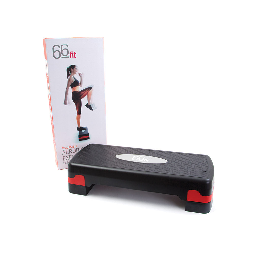 66Fit Adjustable Aerobic Step Platform - 3 Height Levels for Home Workouts, Cardio & Fitness Training - Perfect for Step Aerobics, HIIT & Strength Exercises