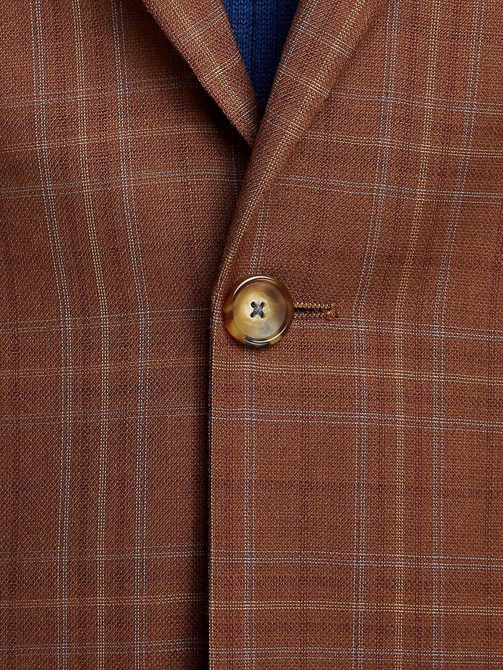 Men's Wool Plaid Single Breasted Peak Lapel Blazer - Copper Checkered Pattern | Formal Business Suit Jacket for Office, Wedding & Special Occasions