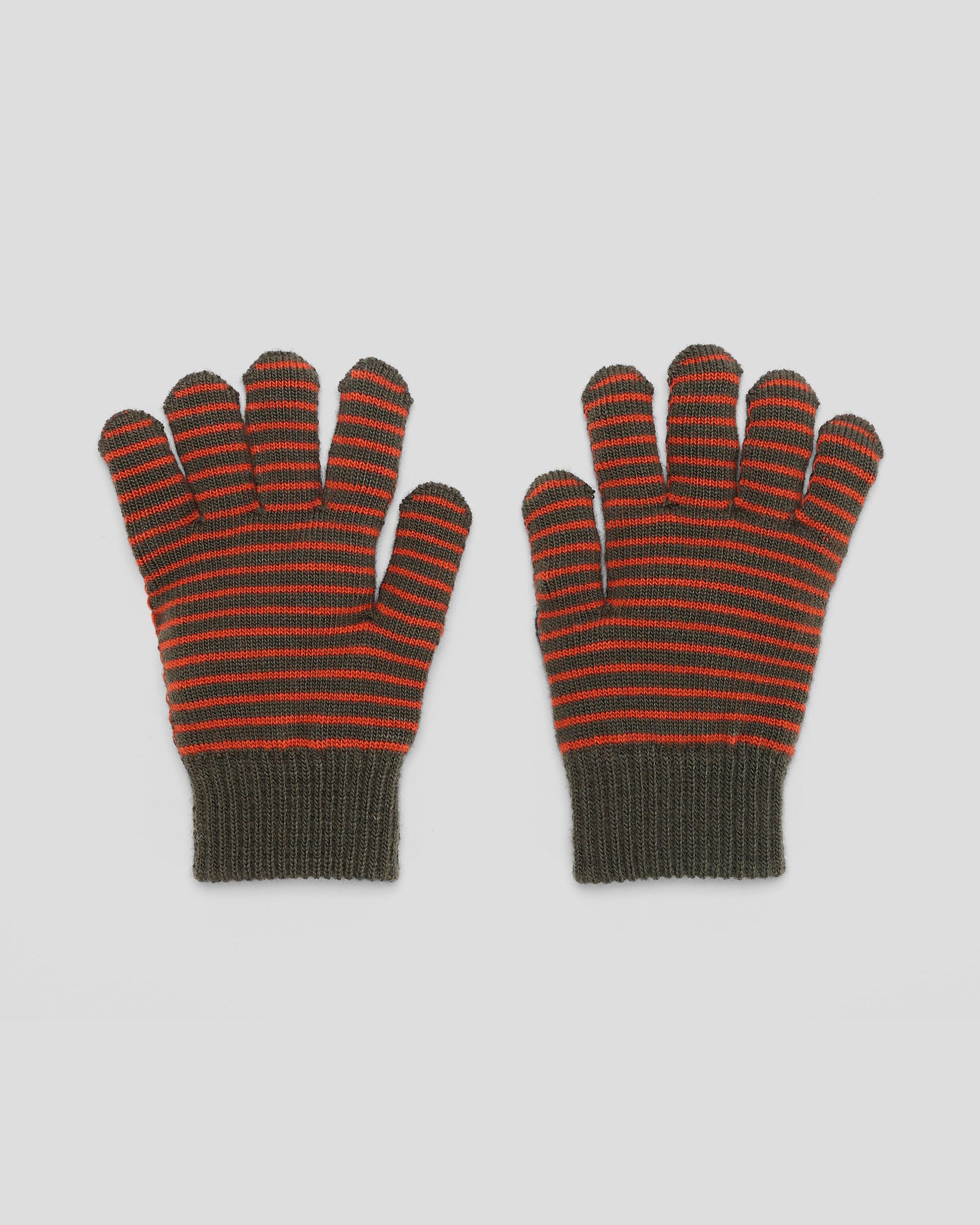 Kids' Poma Gloves - Dark Moss/Red Earth - Warm Winter Gloves for Outdoor Play & Snow Activities