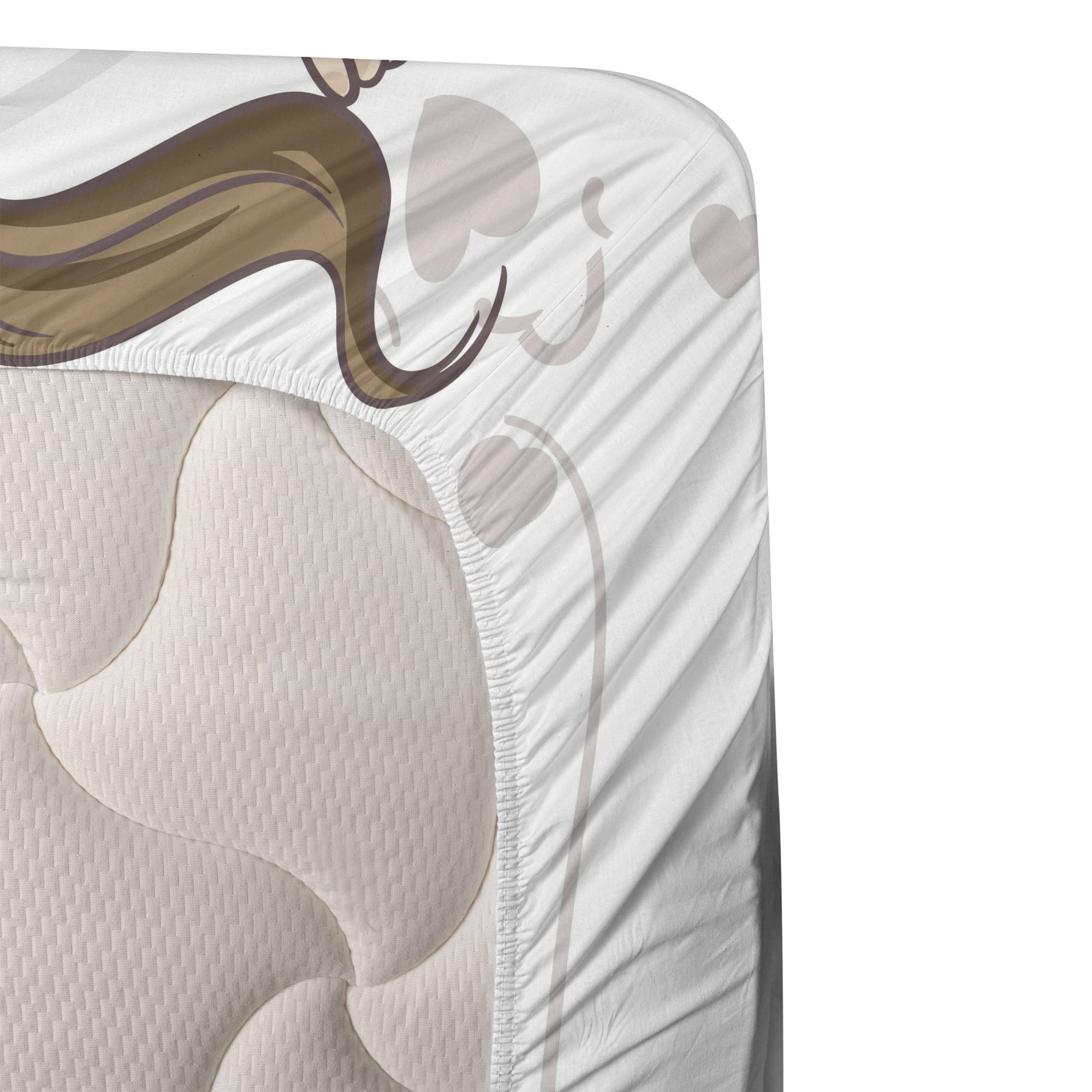 Ambesonne Engagement Party Sheet Set 4-Piece - Romantic Couple Cartoon with Wedding Ring Design, King Size Fitted & Flat Sheets with Pillowcases - Pink Blue & White Bedding for Couples | Perfect for Engagement Gifts, Honeymoon Suite Decor, and Romantic Bedroom Accents