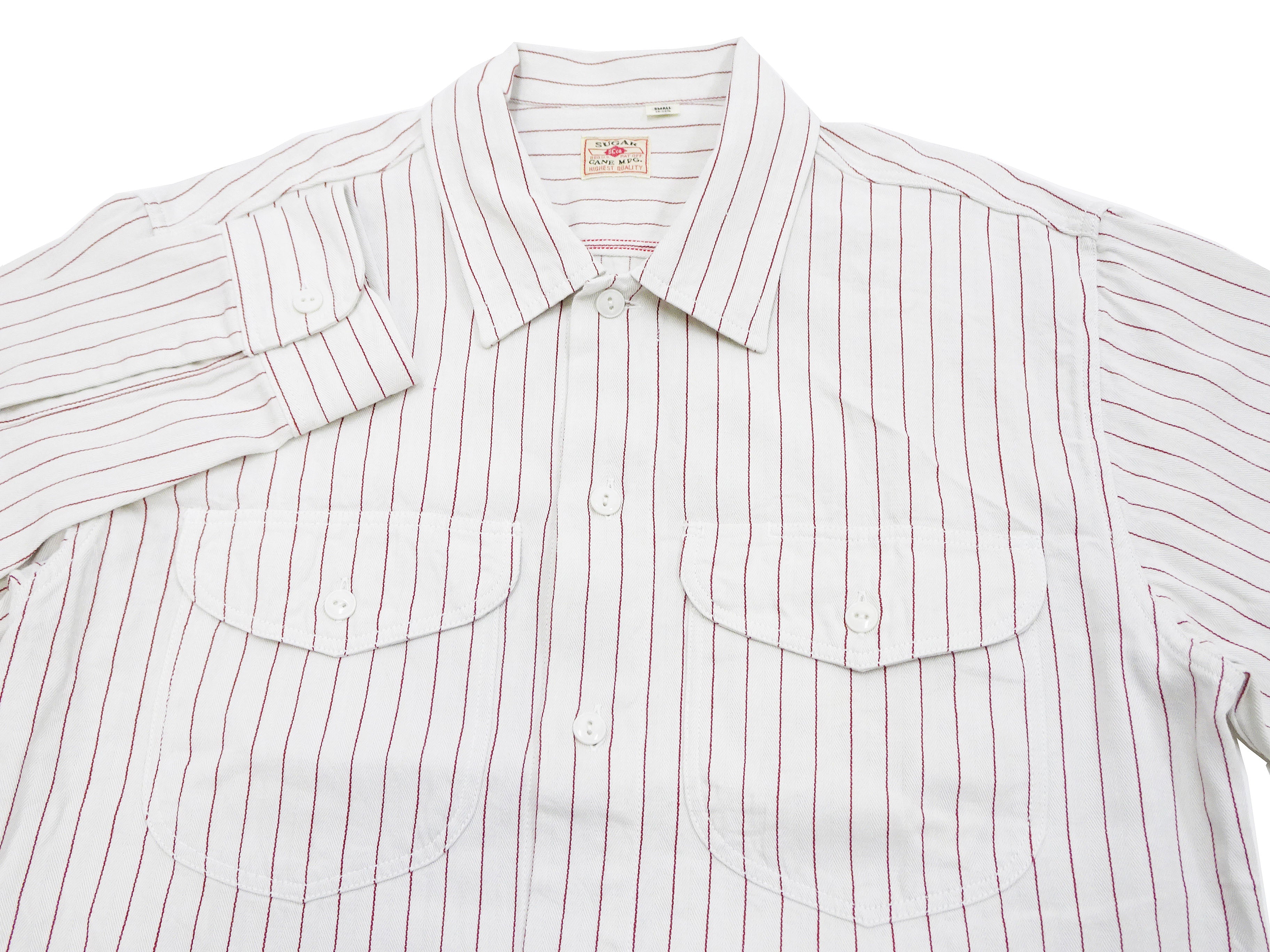 Men's Sugar Cane Vertical Striped Long Sleeve Button-Up Shirt | Coke Stripe Work Shirt SC28652 | 105 Off White | Casual Office Wear & Outdoor Activities