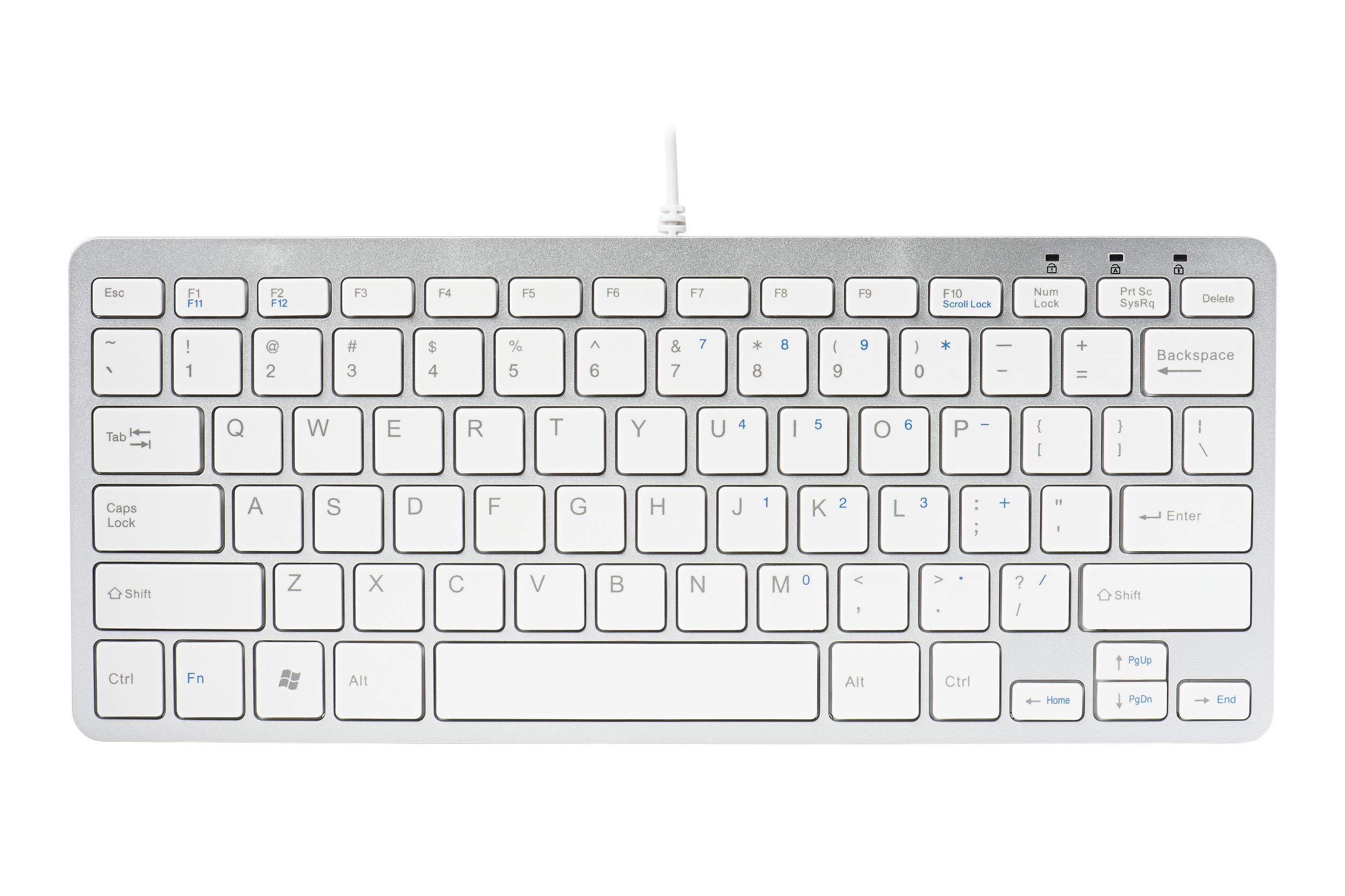 R-Go Compact Wired Keyboard - QWERTY UK Layout (White) | Ergonomic Design for Office, Gaming & Home Use