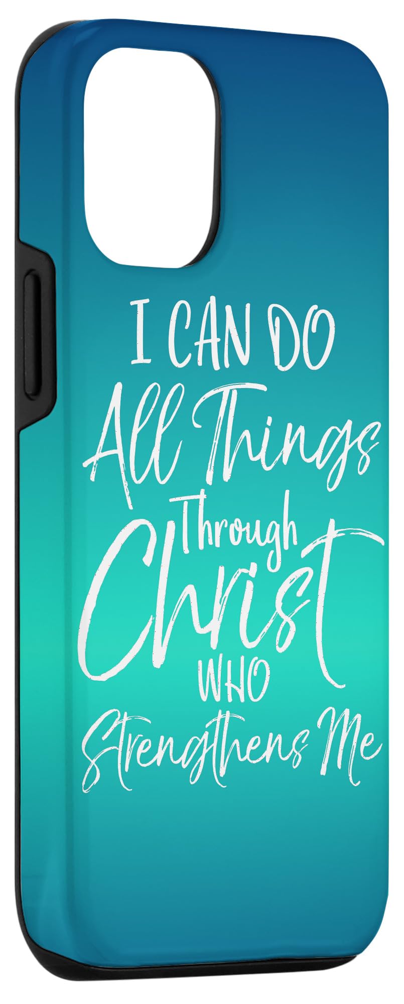 iPhone 12/12 Pro Case - Blue Gradient Christian Design with 'I Can Do All Things' Bible Verse - Perfect for Church, Daily Use & Inspirational Gift