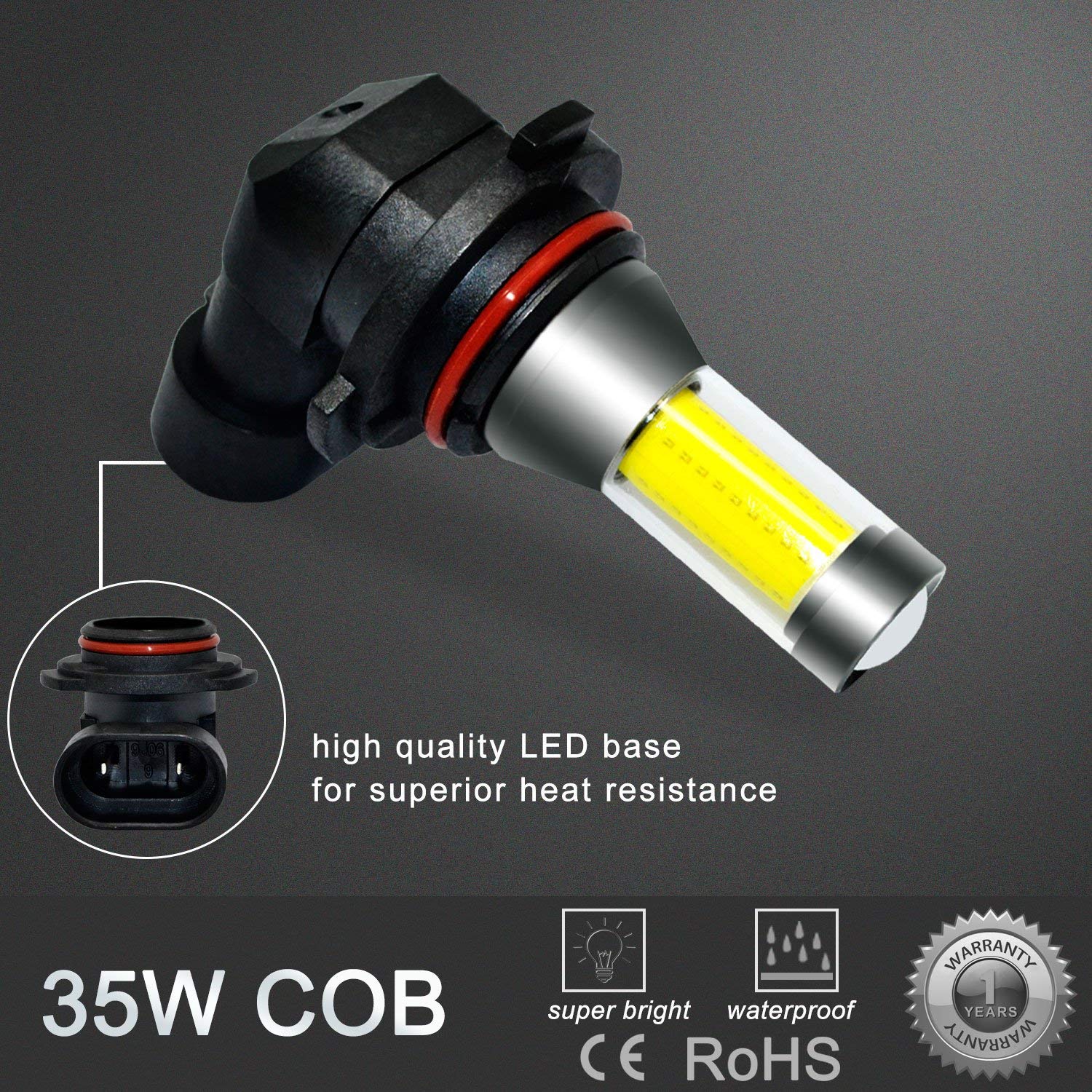 Alla Lighting Xtreme Super Bright 9006 LED Fog Light Bulbs - 3000K Amber Yellow COB HB4 Replacement Bulbs for Cars, Trucks, SUVs - Perfect for Night Driving, Foggy Weather & Off-Road Adventures