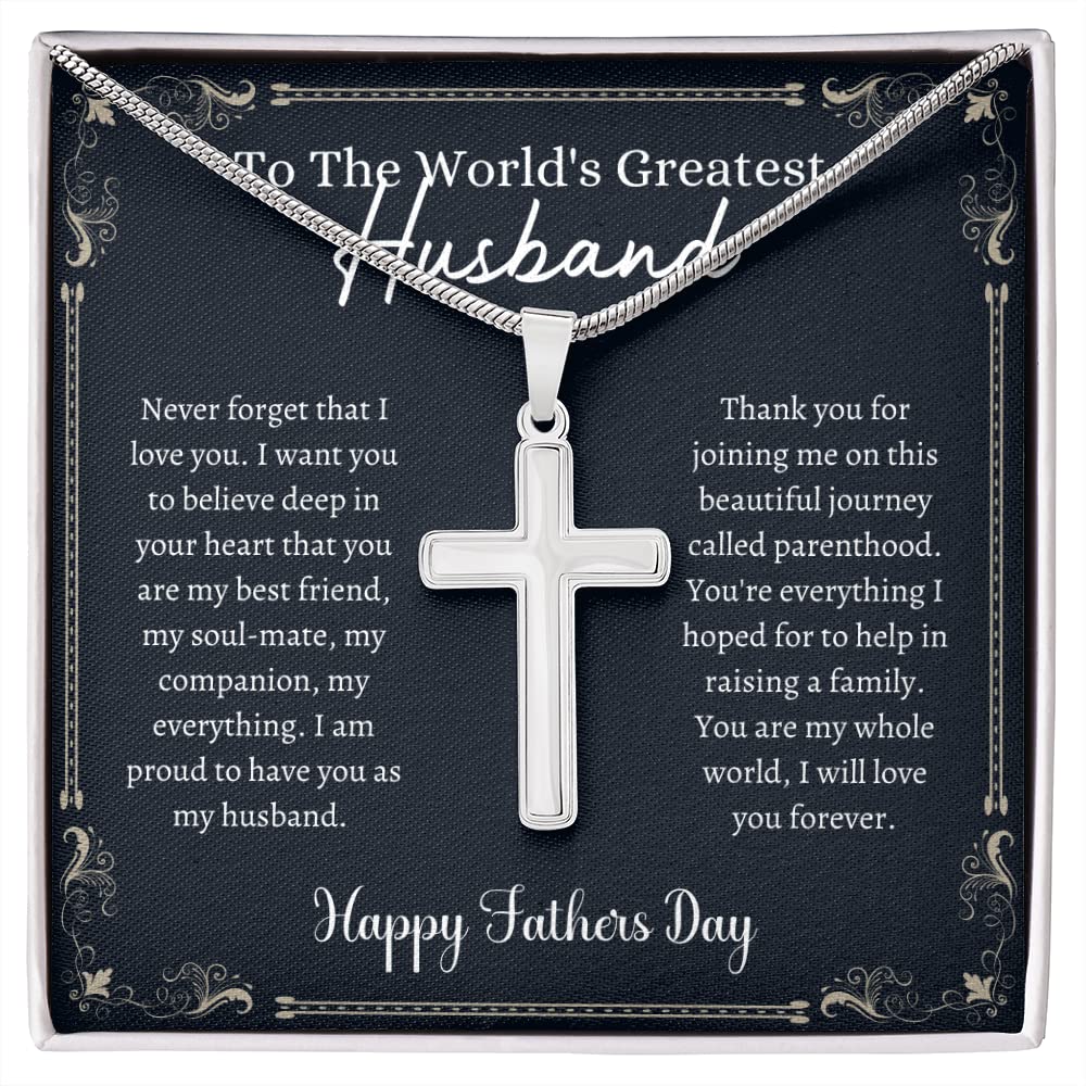 Handmade Cross Necklace for Husband - Unique Father's Day Gift from Wife, Personalized Anniversary Present for Him - Perfect for Weddings, Anniversaries & Special Occasions