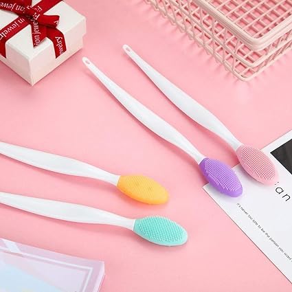 BANIRA Silicone Double-Sided Exfoliating Brush for Face & Lips - Gentle Soft Scrubber for Skincare & Makeup Removal (Multicolor) - Perfect for Daily Facial Cleansing & Lip Care Routine
