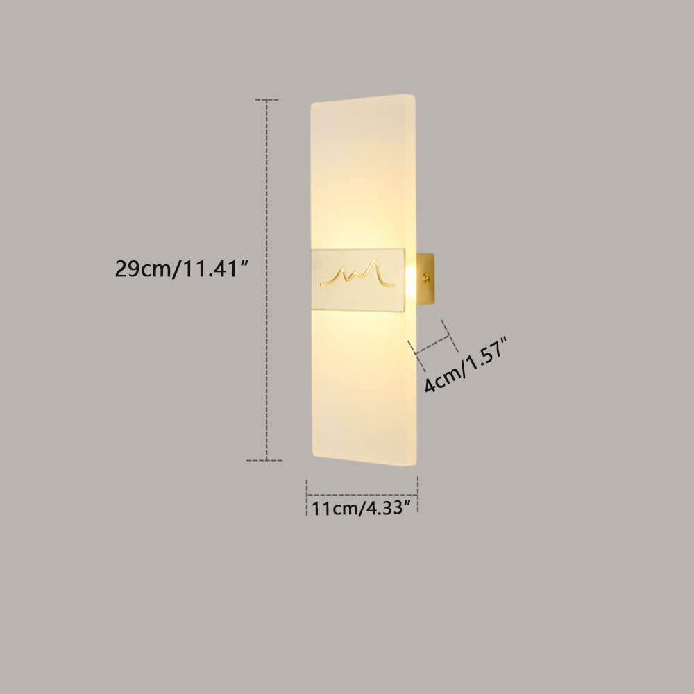 Modern LED Wall Sconce Lighting - All Copper Rectangular Acrylic Wall Lamp for Living Room, Bedroom & TV Background - Energy Efficient Indoor Wall Lighting for Home Decor & Ambience