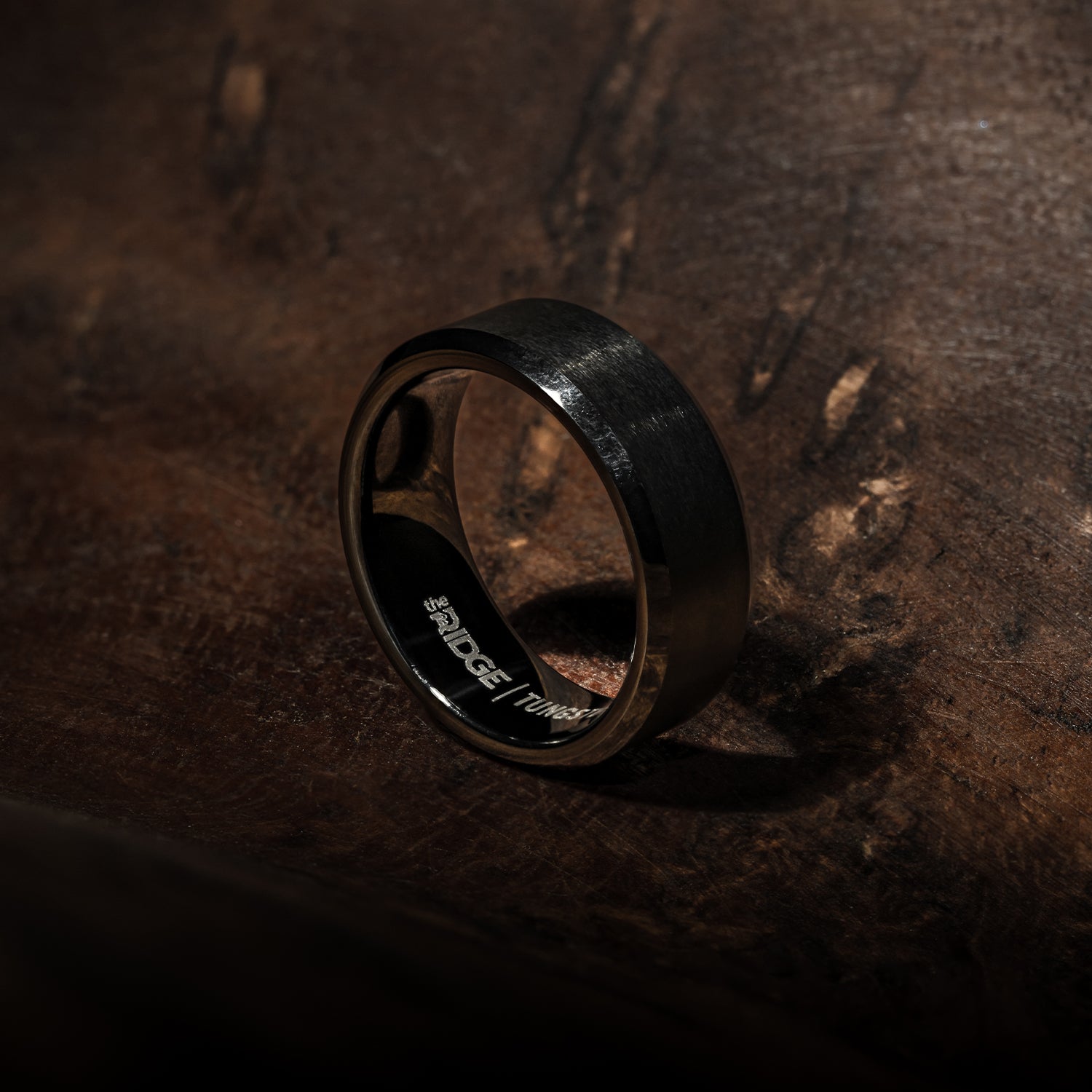 8mm Beveled Ridge Ring Set - Royal Black Tungsten Carbide Wedding Band for Men - Perfect for Engagements, Anniversaries & Everyday Wear
