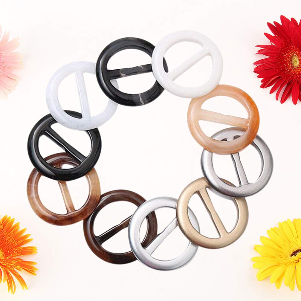 SEWACC 20pcs Resin Scarf Buckle Clips - Round T-Shirt Clip Rings, Tie Clips & Clothing Holders for Women & Girls | Perfect for Organizing Scarves, Wraps & Accessories