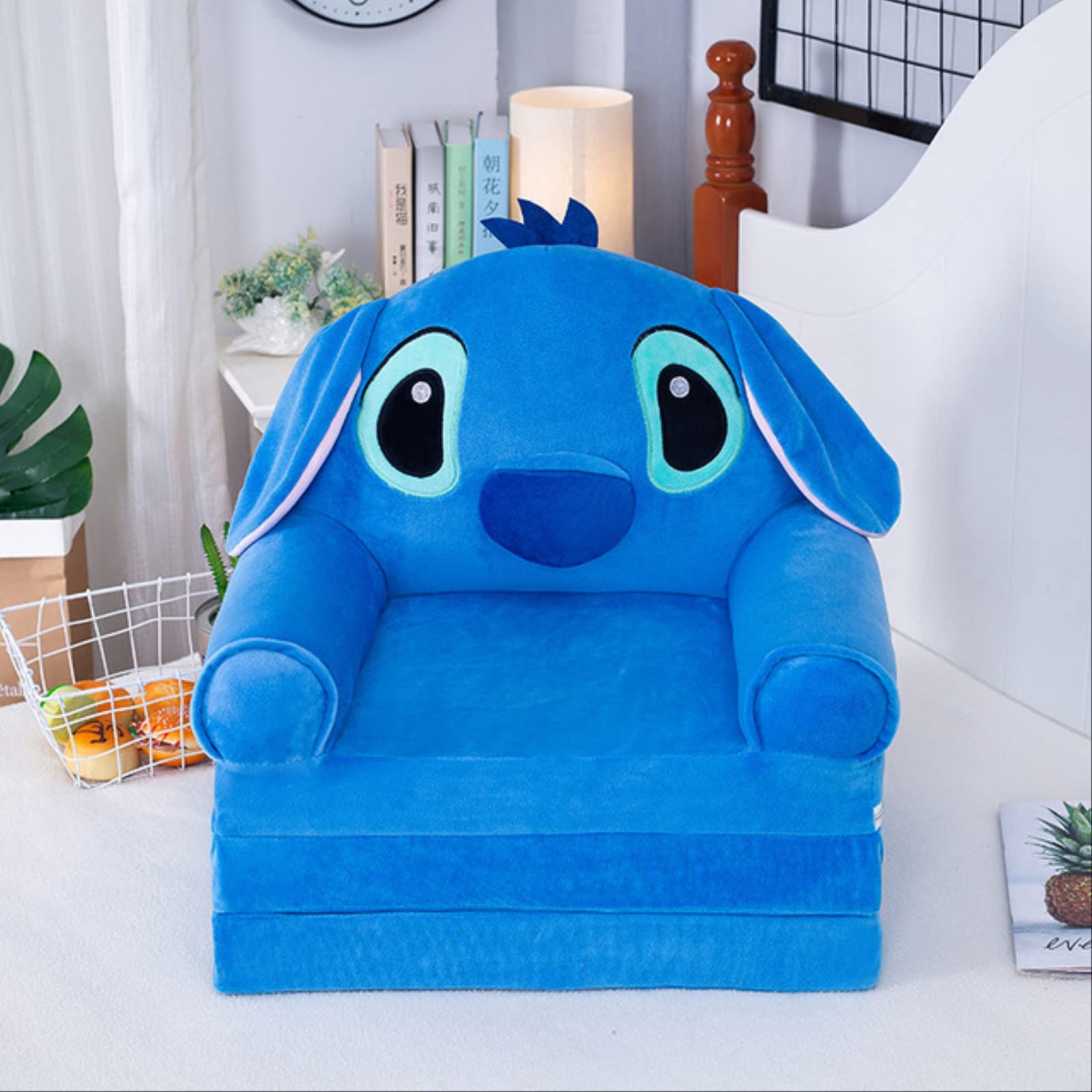 3-Layer Foldable Kids Sofa Bed - Convertible Lazy Sofa Chair for Children, Nap Cushion with Cartoon Crown Design - Cute Baby Stool for Kindergarten, Nursery & Playroom - Perfect for Napping, Reading & Playtime