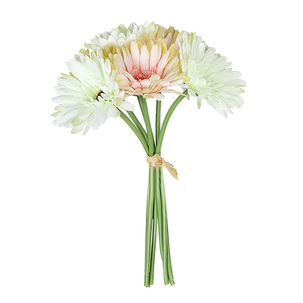 Silk Wedding Flowers - Fake Gerbera Daisy & White Roses for Home Decor & Party Bouquets