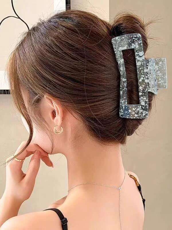 Large Rectangle Hair Claw Clips - Korean Style Butterfly Hair Clutches for Women (3-Pack, Polka Dots) - Perfect for Thick or Thin Hair, Everyday Styling & Fashion Accessories