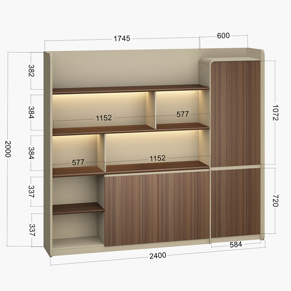 ANDERS 240cm Display Unit - Modern Hazelnut & Beige Wooden Shelf for Living Room, Bedroom & Office Storage - Perfect for Books, Decor & Organizing Home Essentials