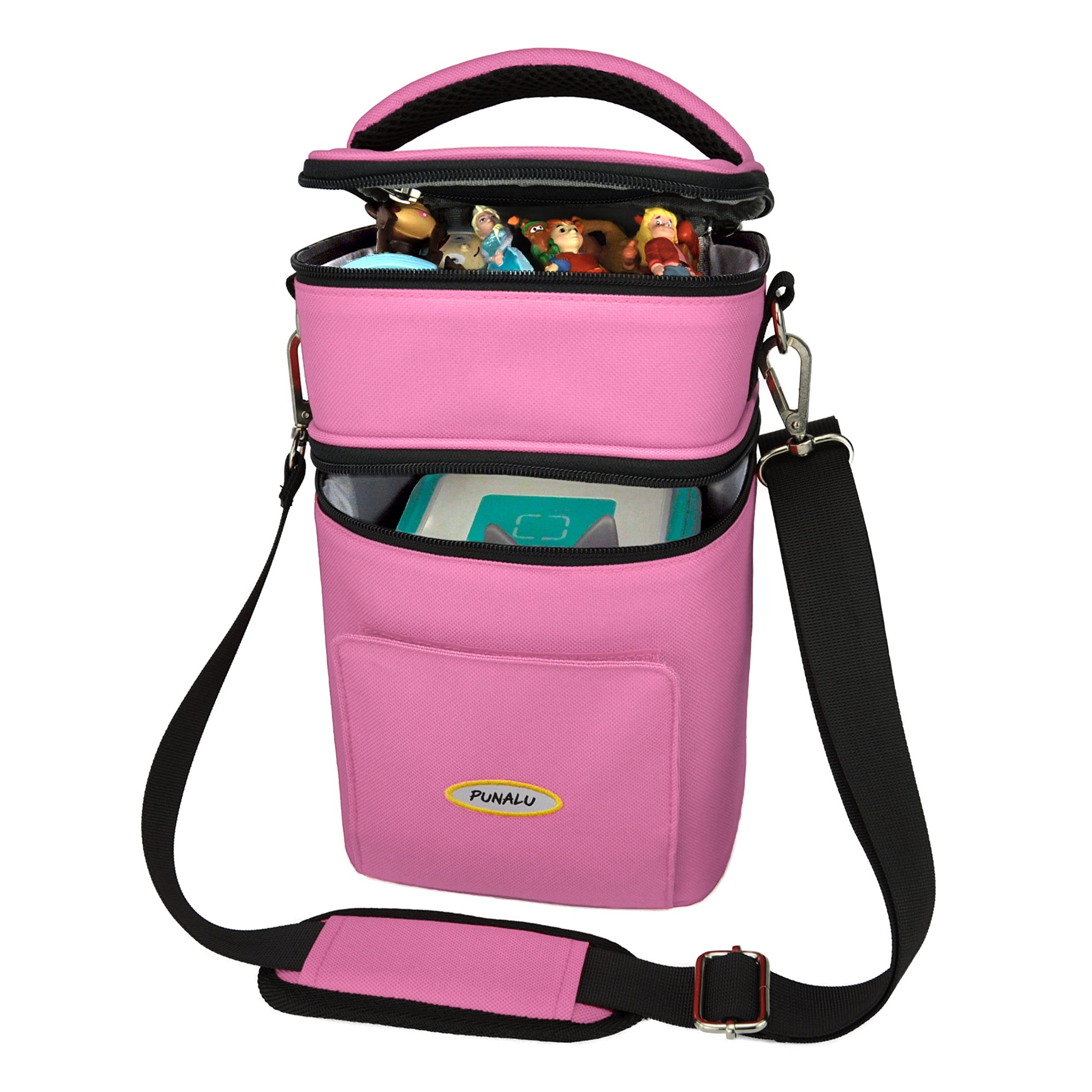 Tonies Compact Storage Bag for Tonies & Accessories - Holds 20+ Tonies Auditory Figures with Secure Flap Closure (Pink) | Perfect for Kids Room Organization & Travel Toy Storage
