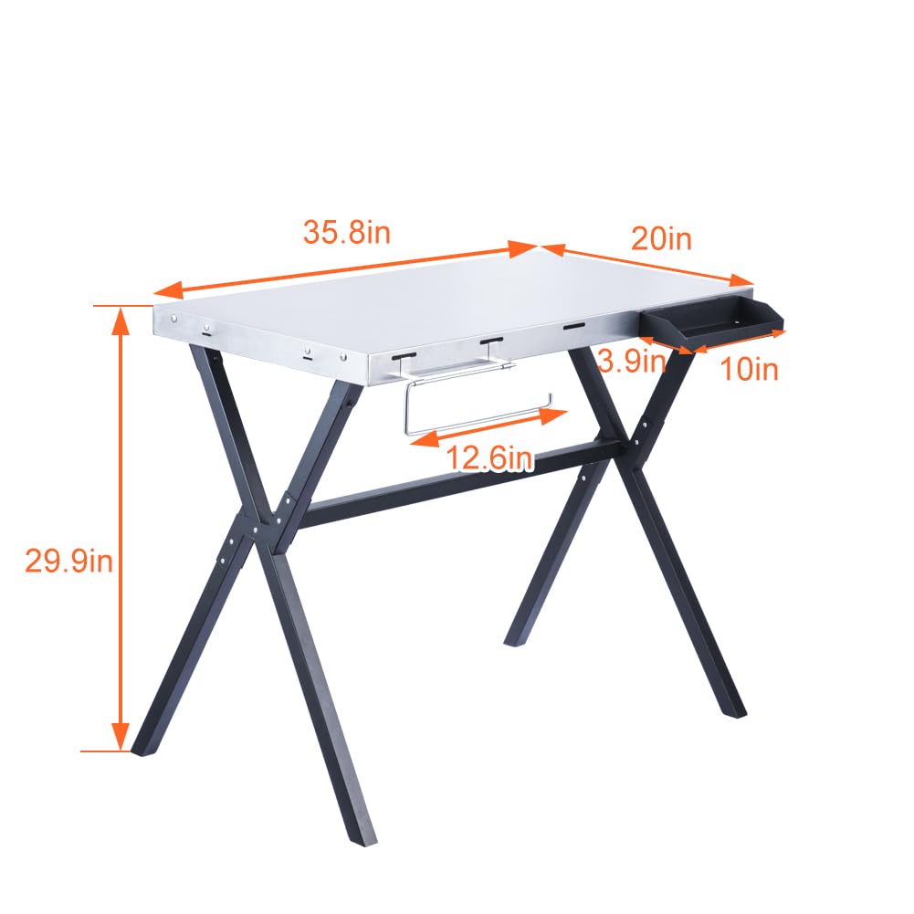 Stainless Steel Grill Cart Table - Outdoor Prep Table with Wheels for Portable BBQ, Grilling & Cooking - Perfect for Backyard, Patio, Camping & Tailgating Parties