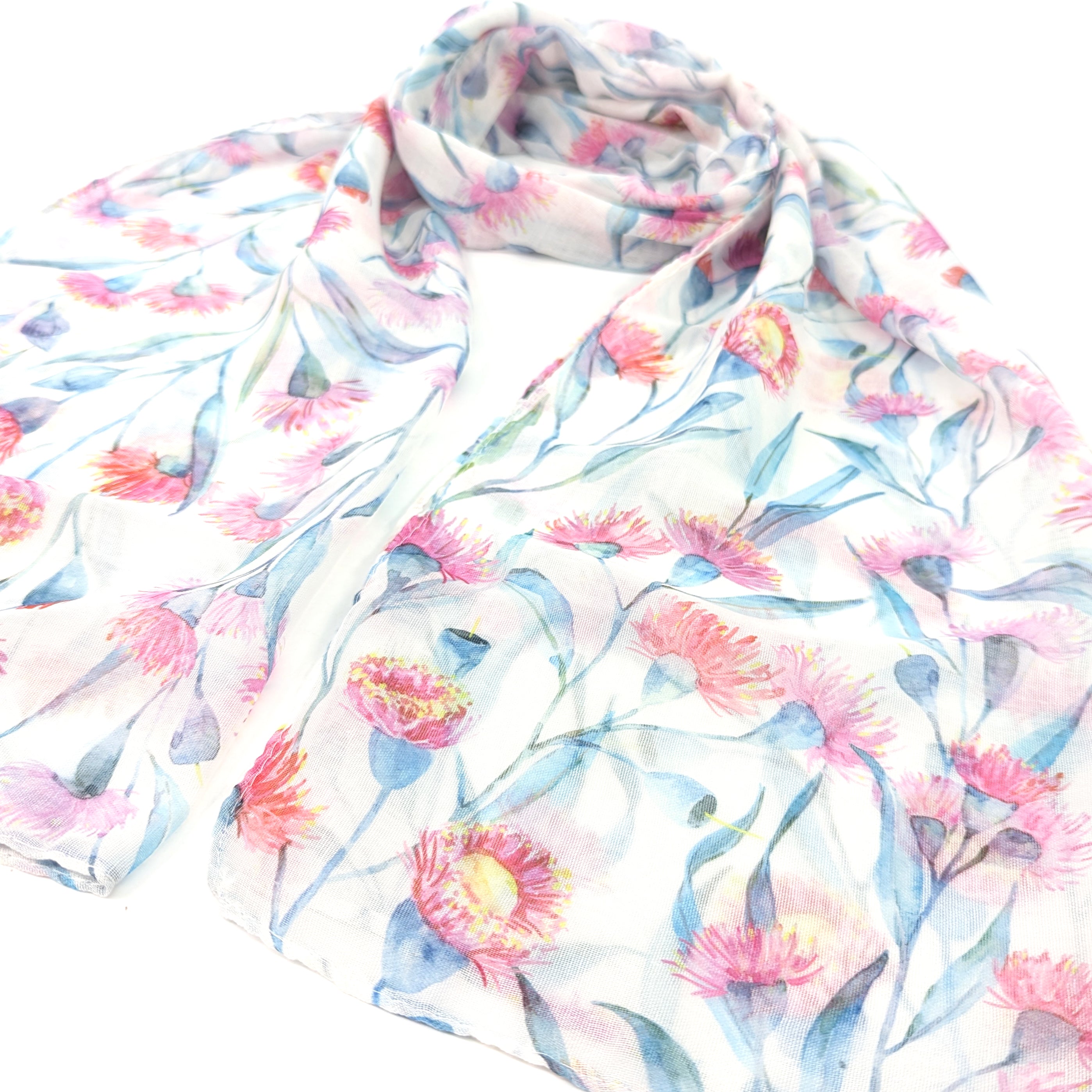 Pastel Carnation Scarf - Soft Floral Print Fashion Scarf for Women (50x180cm) - Perfect for Spring Outfits, Office Wear & Gift Giving