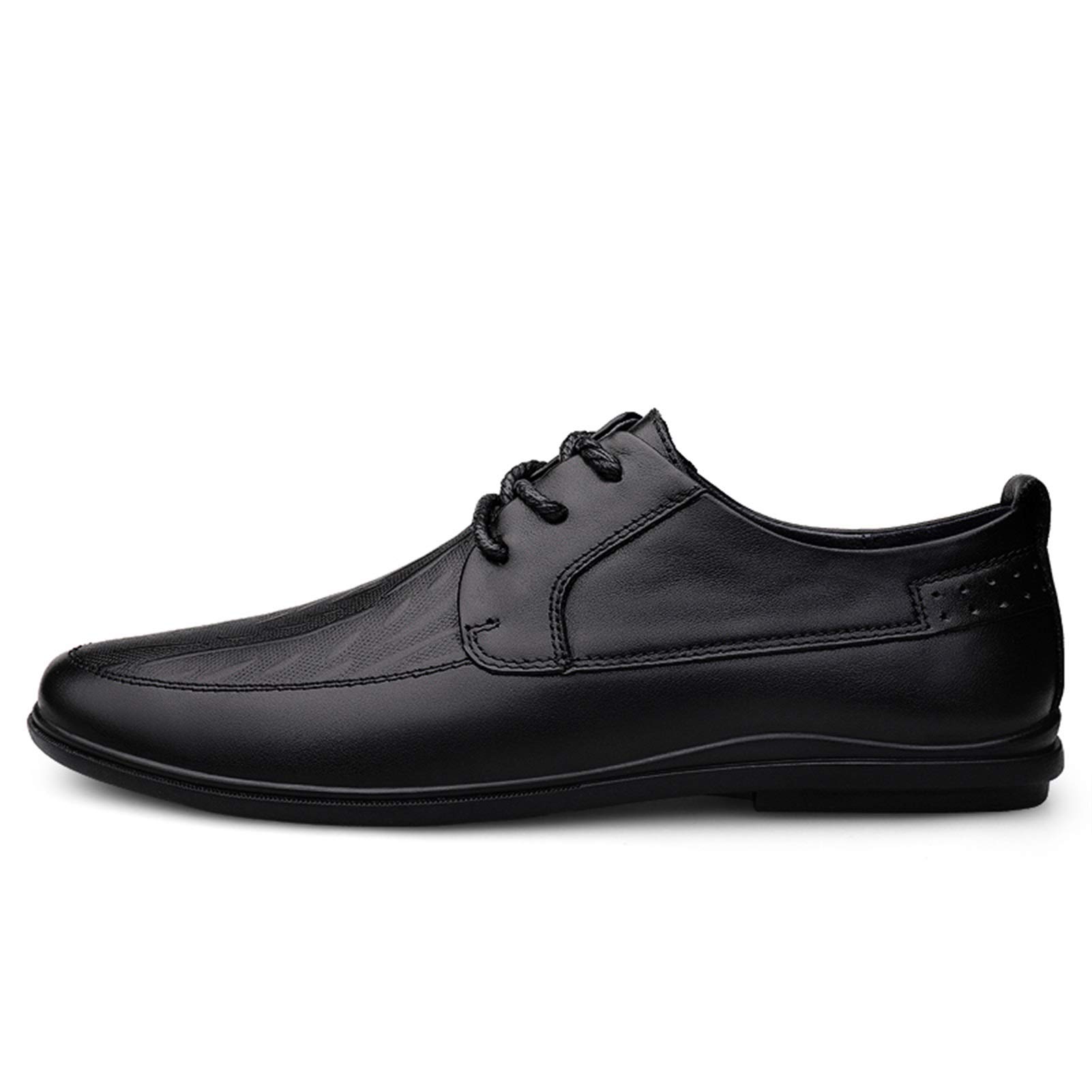 Men's PU Leather Oxford Dress Shoes - Lace Up Formal Shoes with Block Heel & Anti-Slip Sole | Pointed Toe Business & Wedding Shoes for Office, Party & Special Occasions