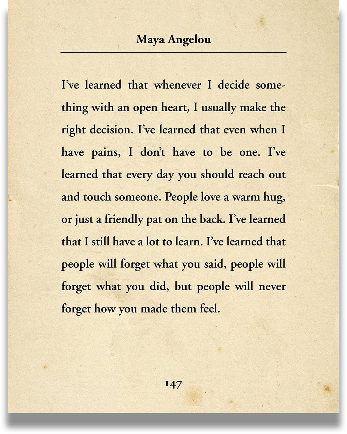 Inspiring Maya Angelou Quotes Wall Art - Vintage Book Print Motivational & Spiritual Decor for Classroom, Office, or Home - 32x40 Ready to Hang Canvas - Perfect for Study Rooms, Libraries & Meditation Spaces