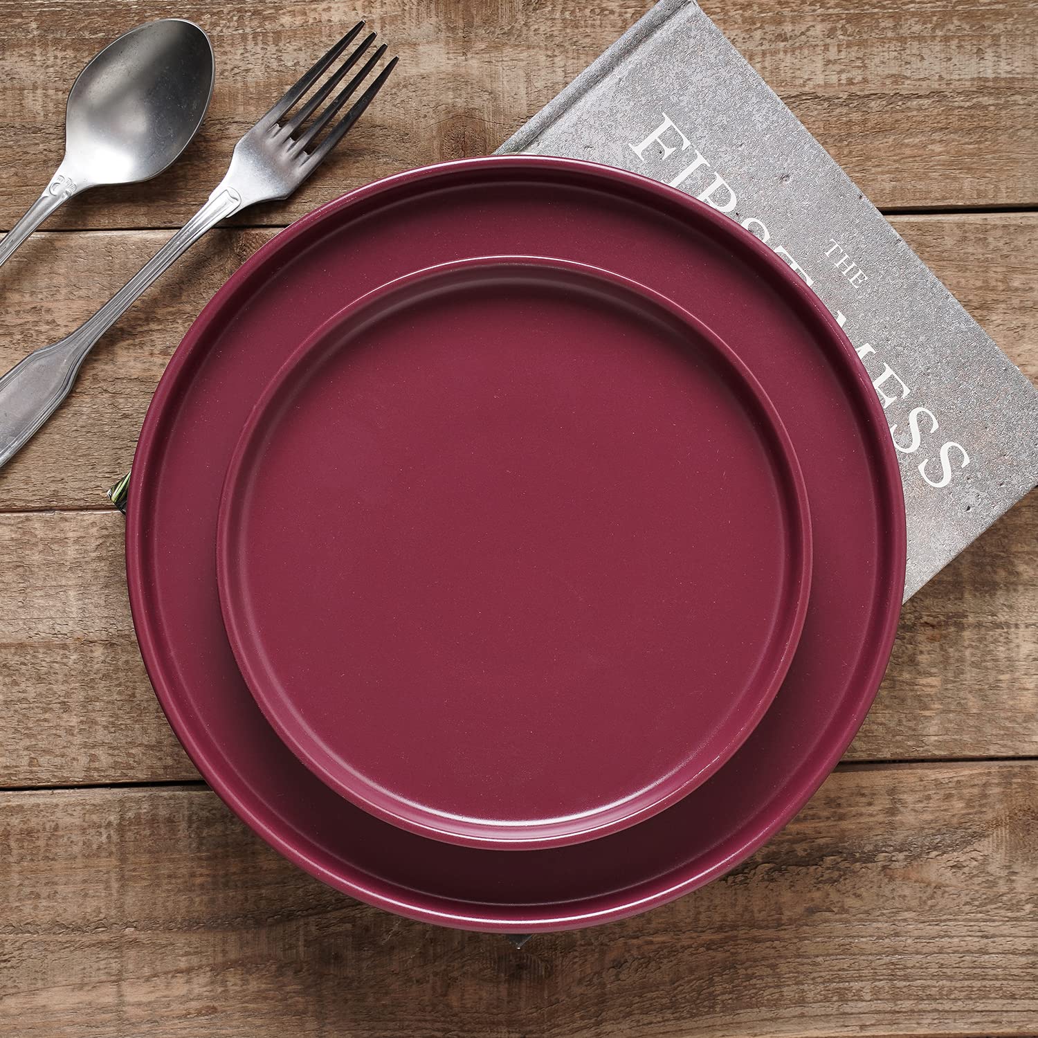 Celina Modern Stoneware 24-Piece Dinnerware Set - 8-Person Purple Dinner Plates, Salad Plates & Soup Bowls | Elegant Stone Lain Dish Set for Everyday Dining & Entertaining