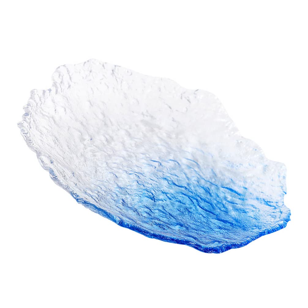 Cabilock Blue Glass Dessert Plates - Irregular Crystal Appetizer Plates for Fruit, Salad, Jewelry Display | Elegant Serving Dish & Decorative Tableware for Parties, Weddings, Home Decor