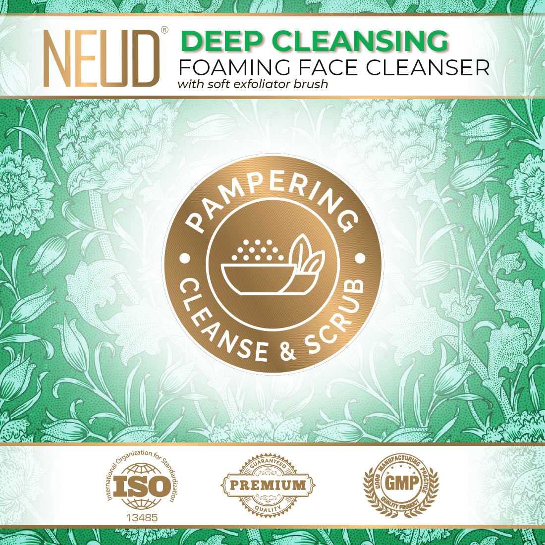 NEUD Foaming Face Cleanser 150ml - Deep Cleansing Facial Wash for Acne & Oily Skin | Gentle Daily Cleanser for Men & Women | Perfect for Morning & Night Skincare Routine