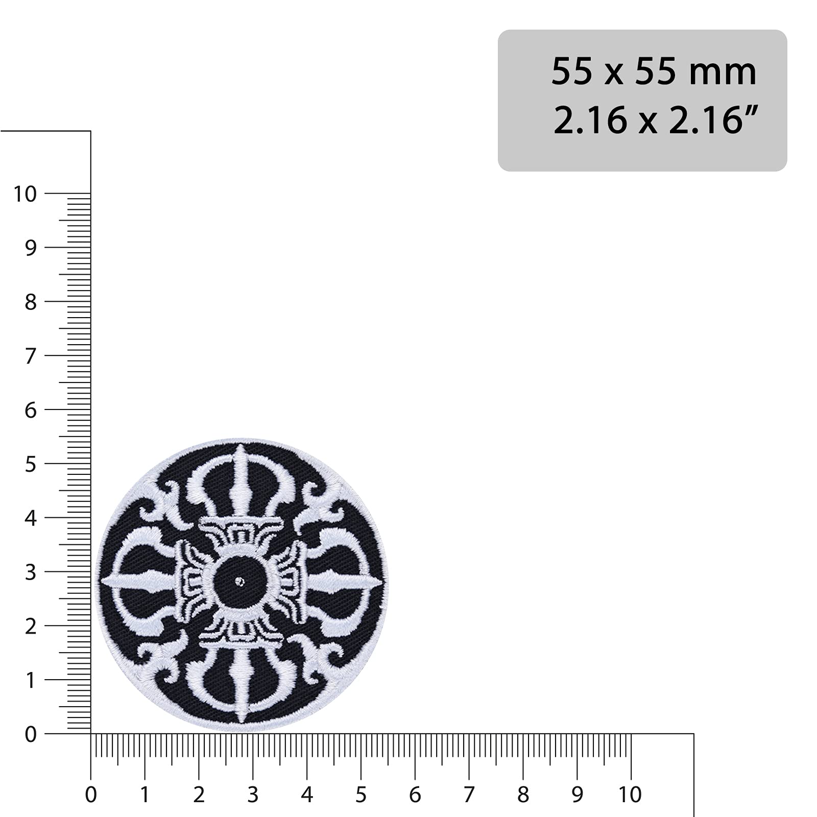 Mandala Embroidered Iron On Patches for Bikers & Spiritual Enthusiasts | Sew On or Iron On Applique for Jackets, Jeans, Bags | Hindu & Buddhist Cultural Art Design (2.16x2.16 Inch) - Perfect for Motorcycle Gear, Denim Jackets & Spiritual Decor